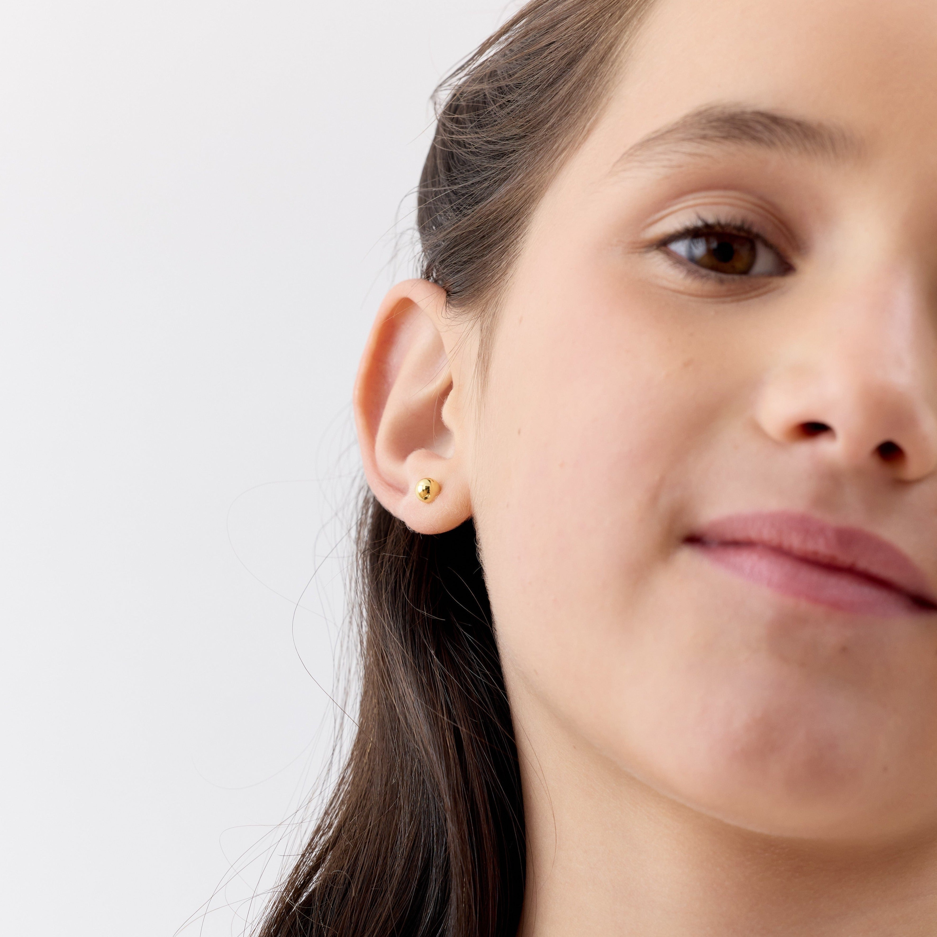 Aros Bola 5mm de Plata 925 enchapados en Oro 18k