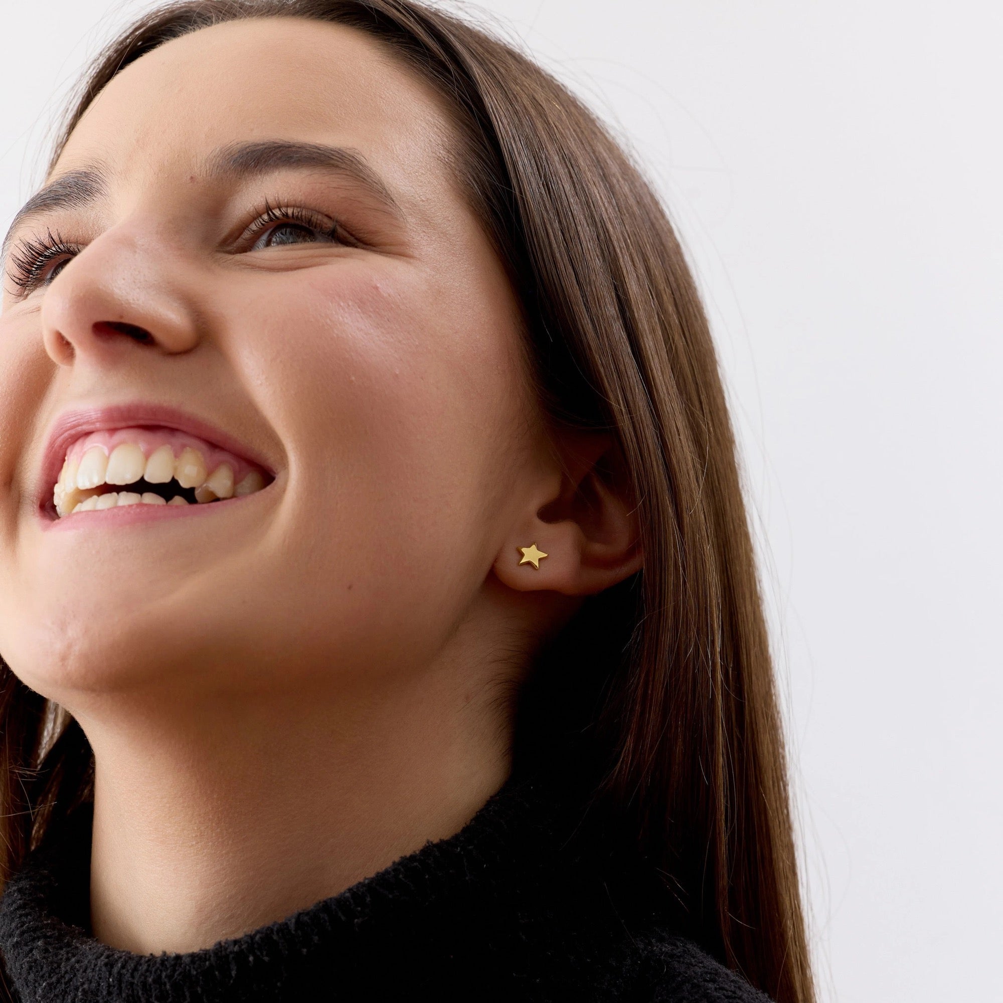 Aros de estrella de 7 mm de Plata 925 enchapados en Oro 18k