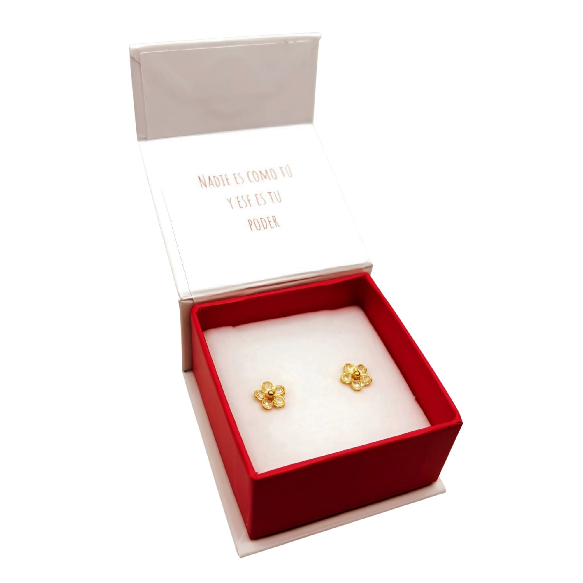 Aros de Flor de 8 mm con Circones de Plata 925 enchapados en Oro 18k