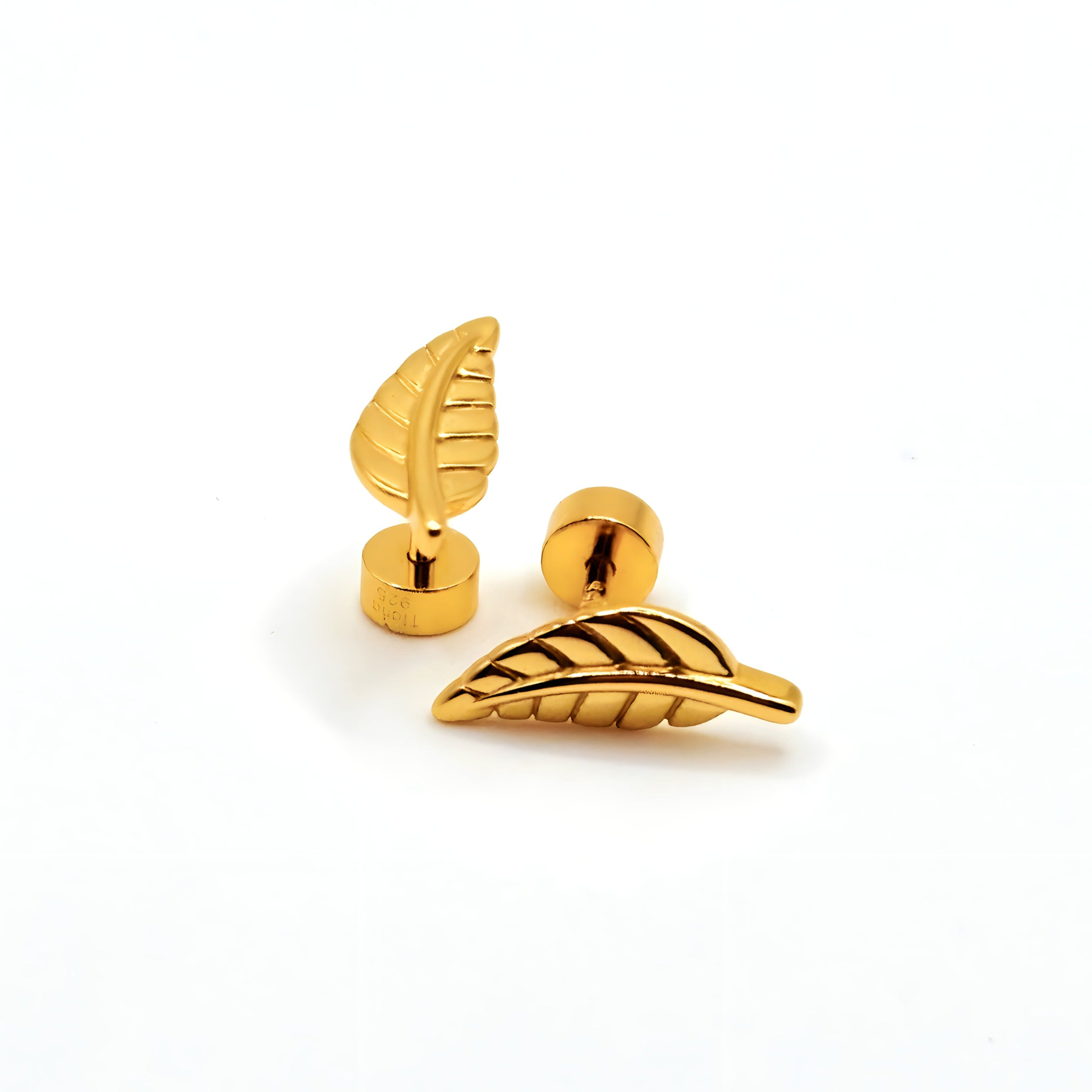 Aros de Hojas de Plata 925 bañados en Oro 18k