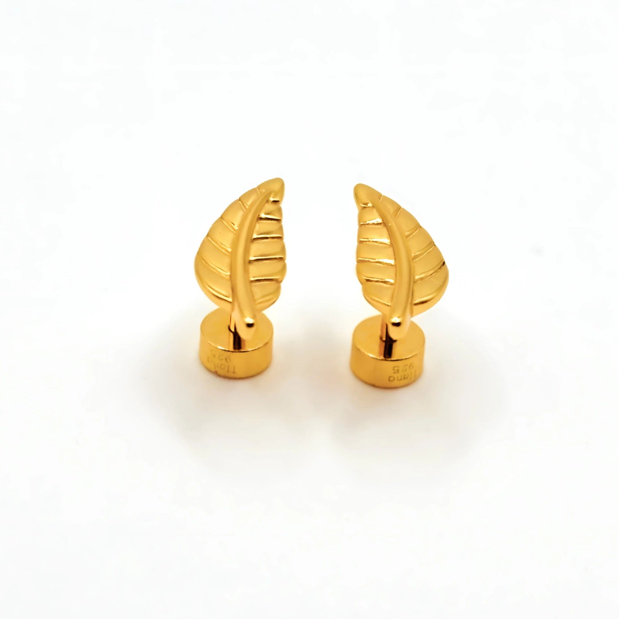 Aros de Hojas de Plata 925 bañados en Oro 18k