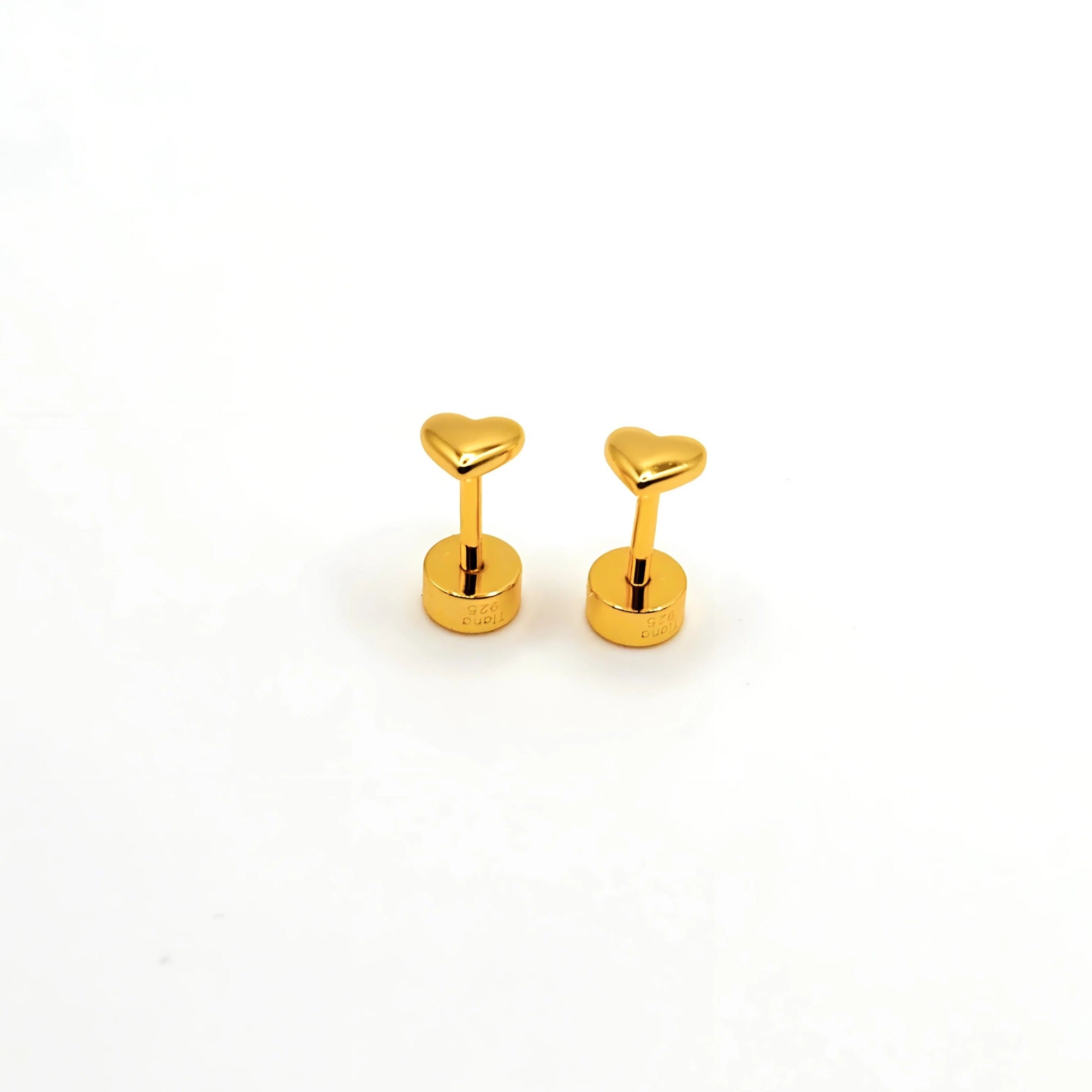 Aros de Corazón de Plata 925 enchapados en Oro 18k