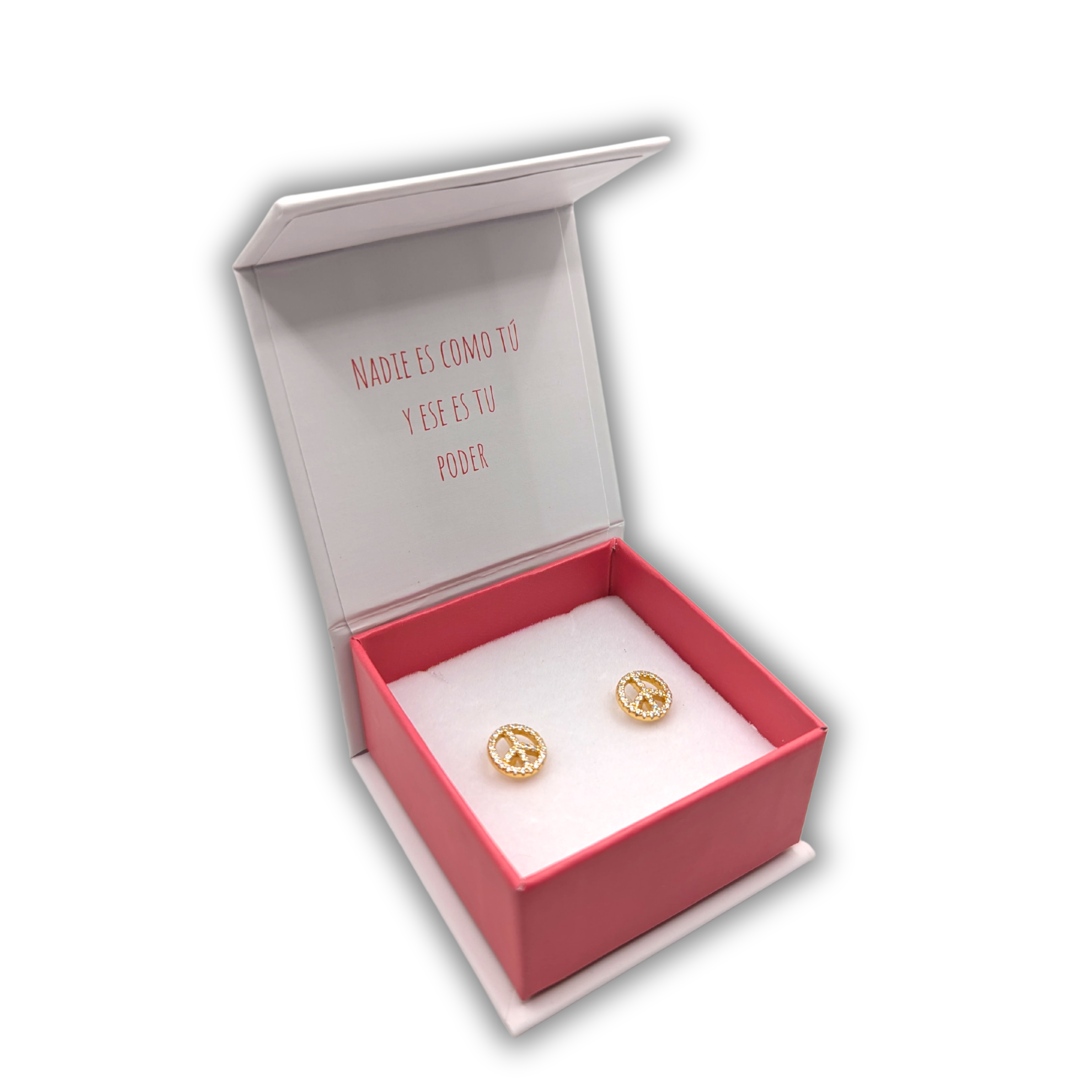 Aro del Símbolo de la Paz con Circones de Plata 925 enchapados en Oro 18k