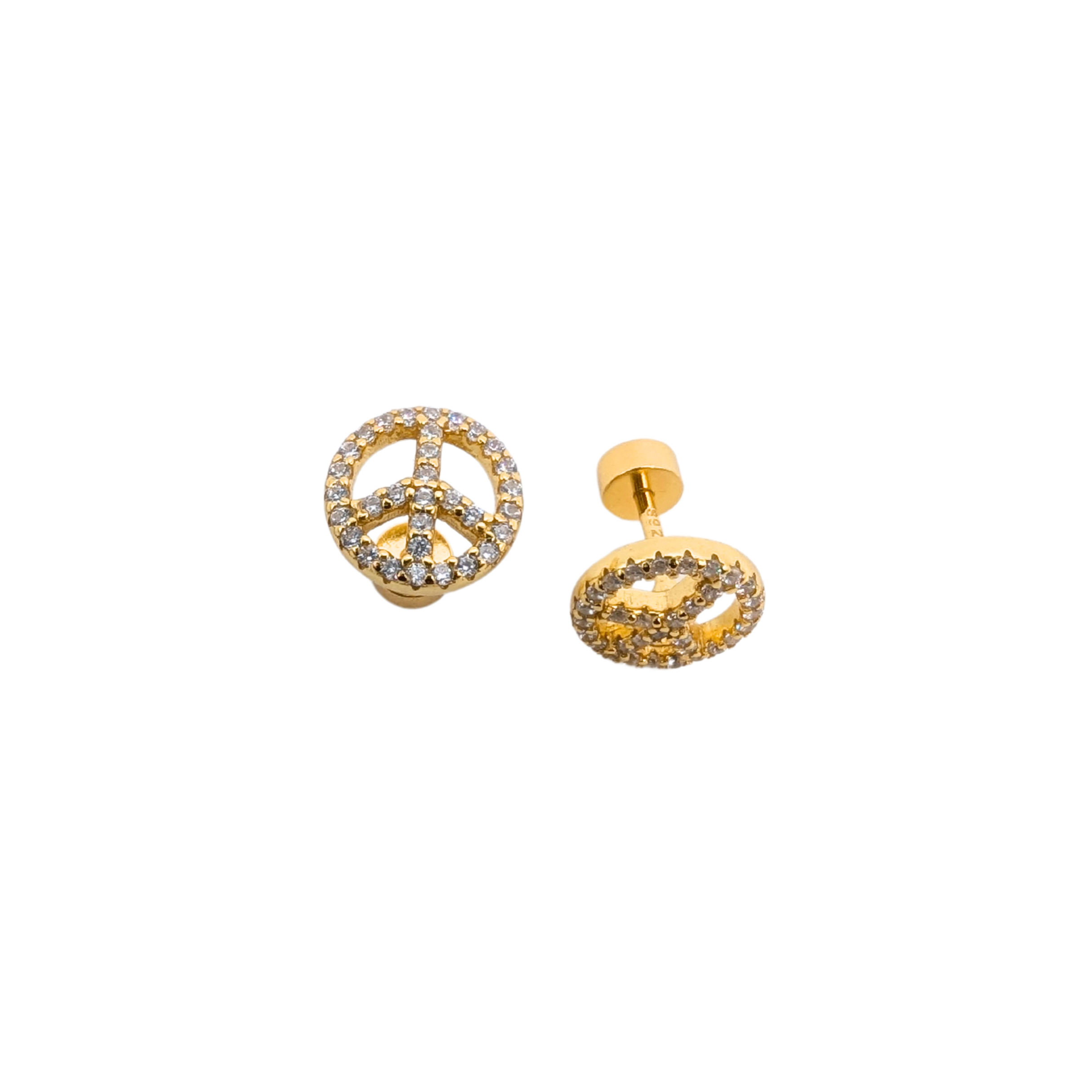 Aro del Símbolo de la Paz con Circones de Plata 925 enchapados en Oro 18k