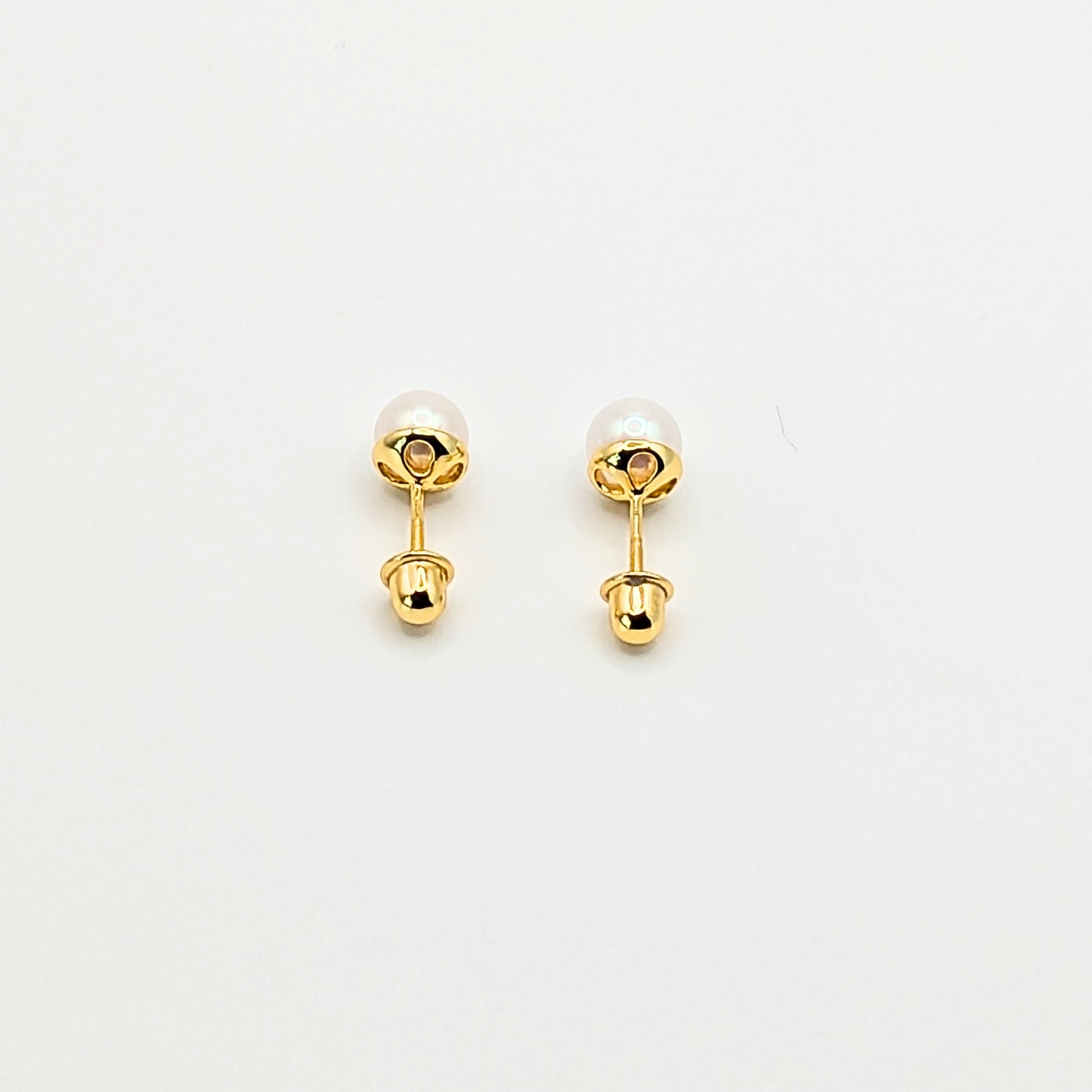 Aros de Perla Cultivada de 3mm o 4mm de Plata 925 enchapados en Oro 18k