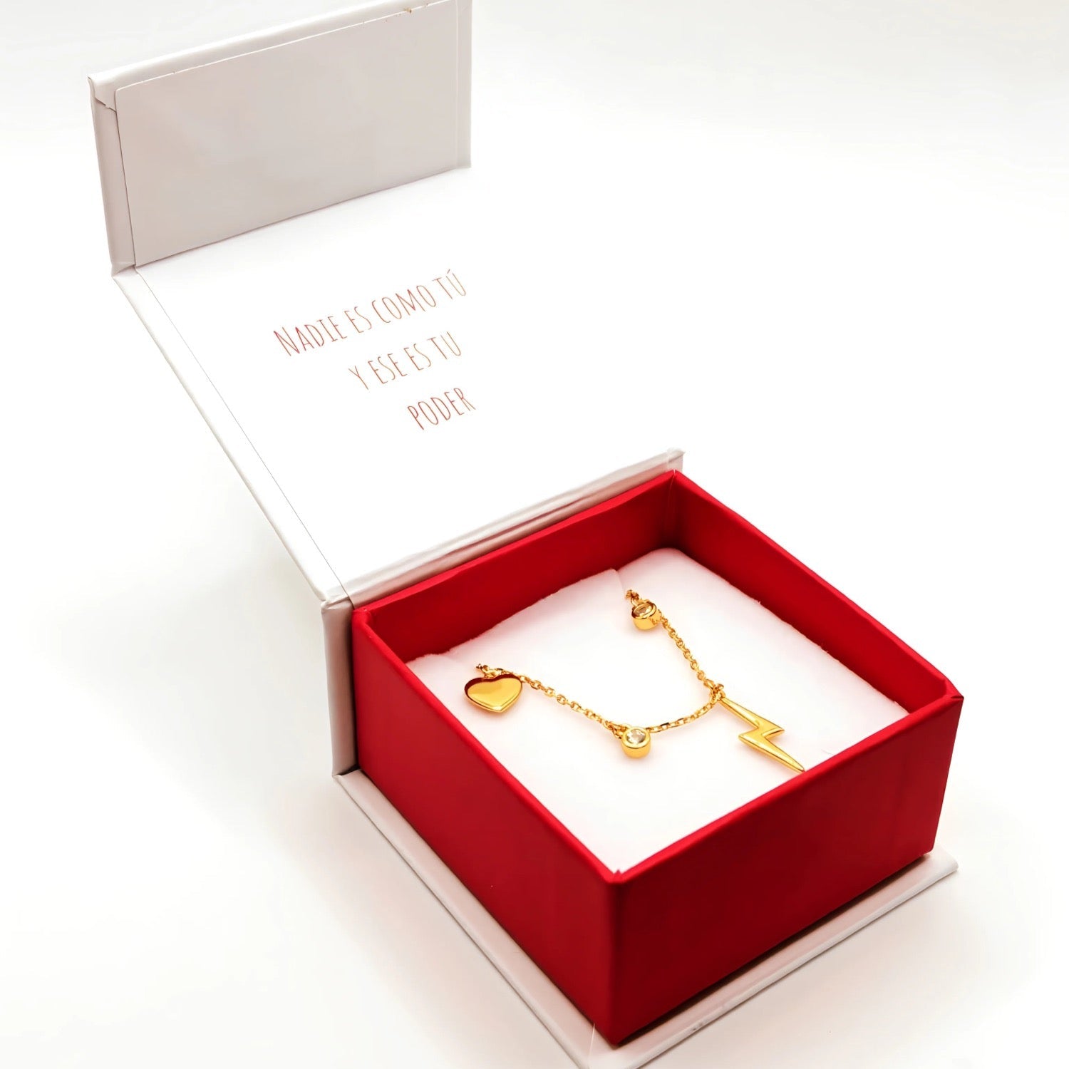 Collar con Circones, Rayos y Corazones de Plata 925 enchapado en Oro 18k