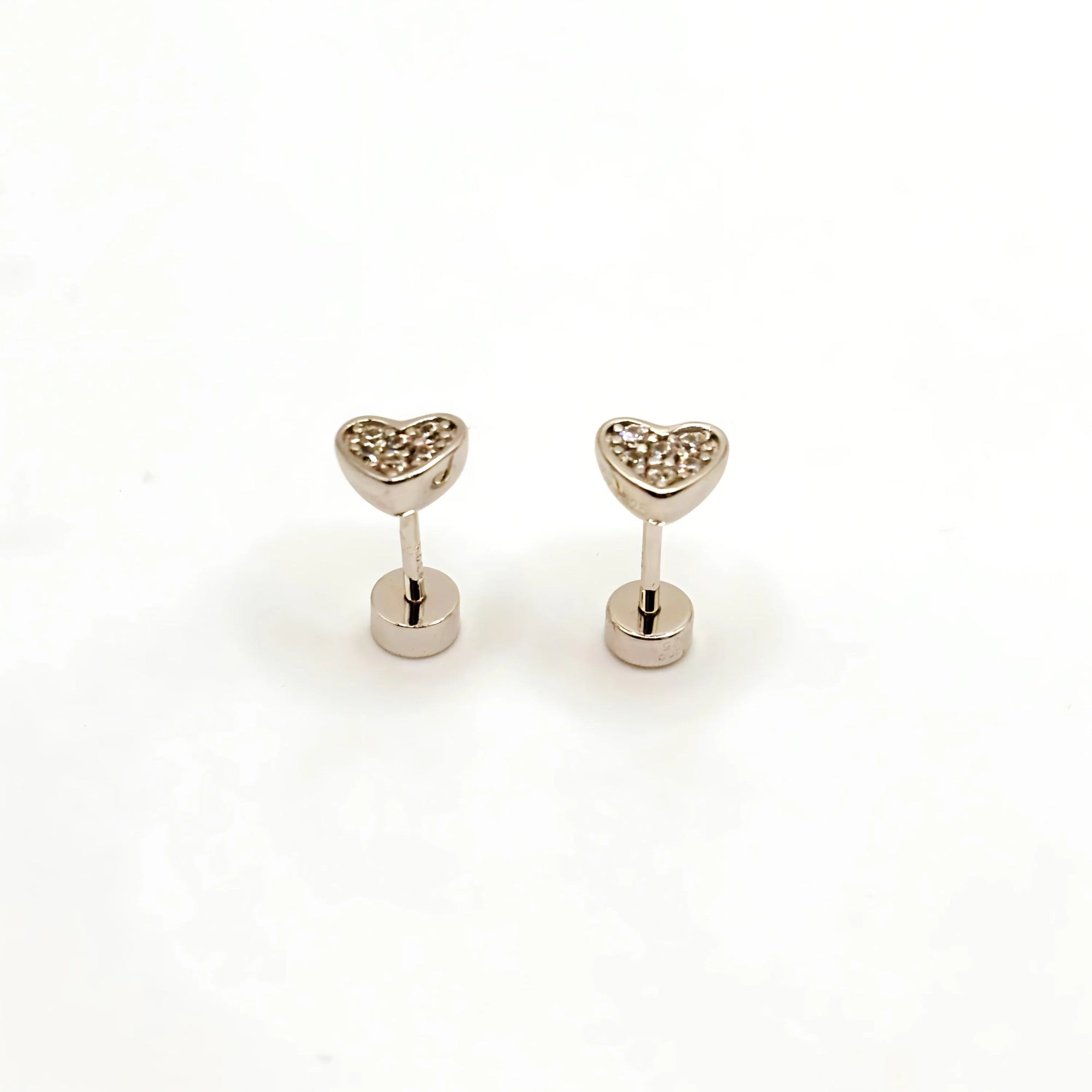 Aros de Corazón con Circones Transparentes de Plata 925