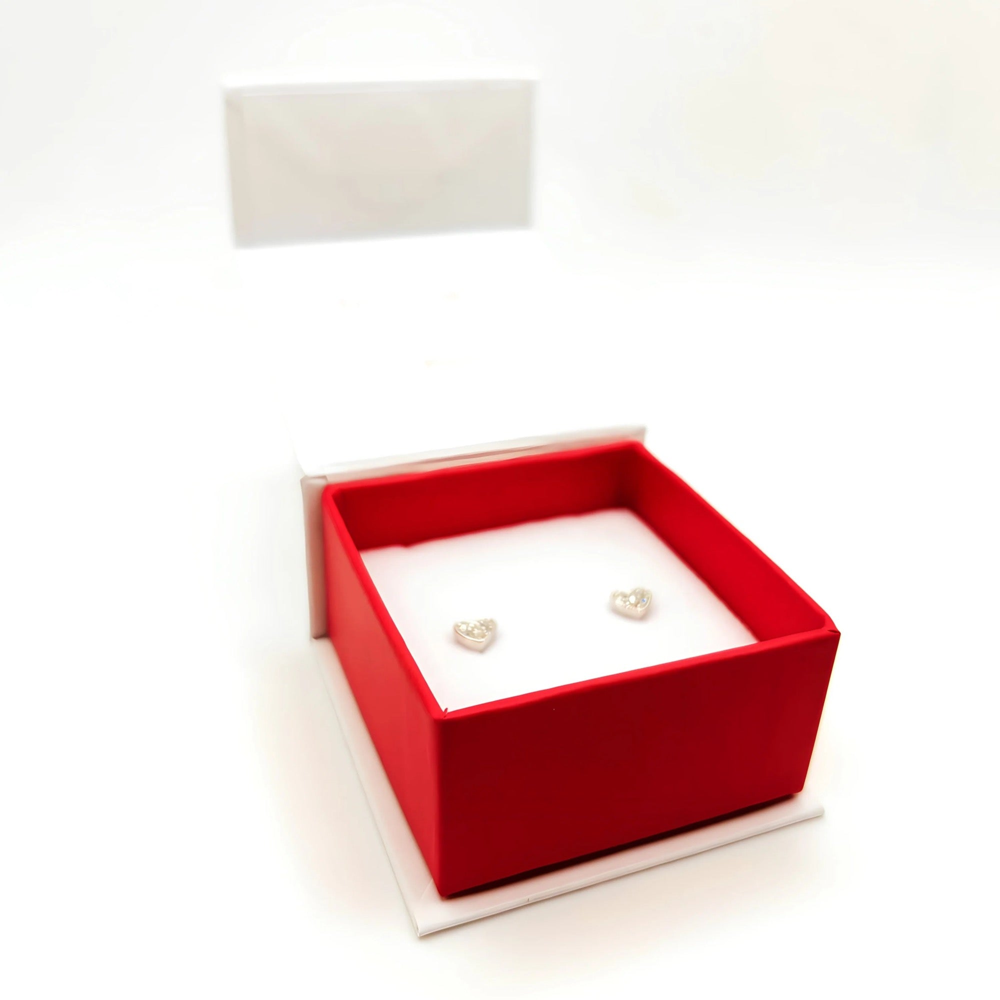 Aros de Corazón con Circones Transparentes de Plata 925