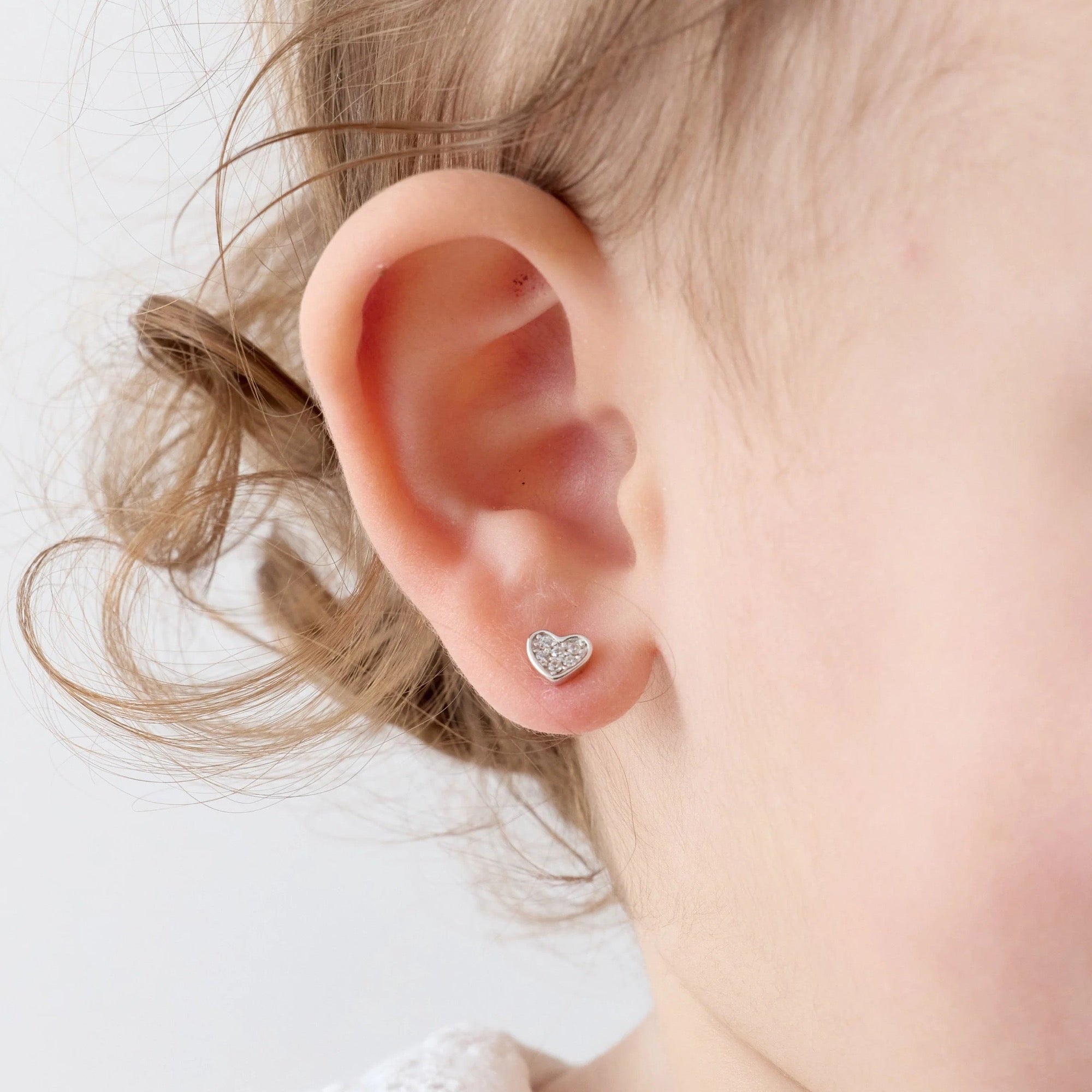 Aros de Corazón con Circones Transparentes de Plata 925