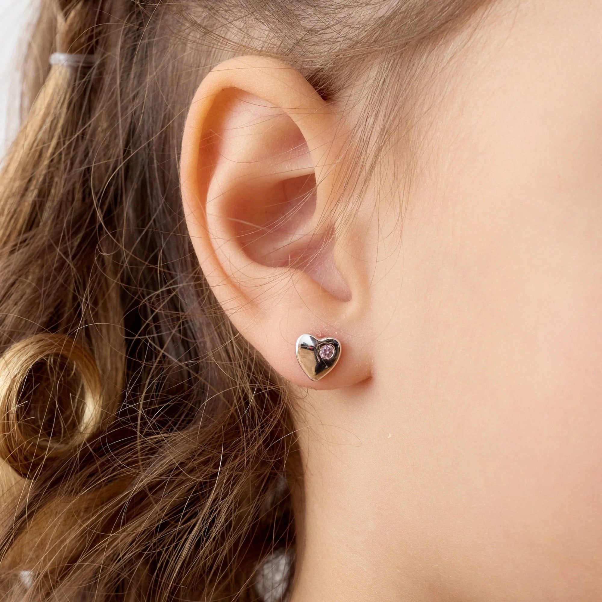 Aros de Corazón con Circón de Plata 925