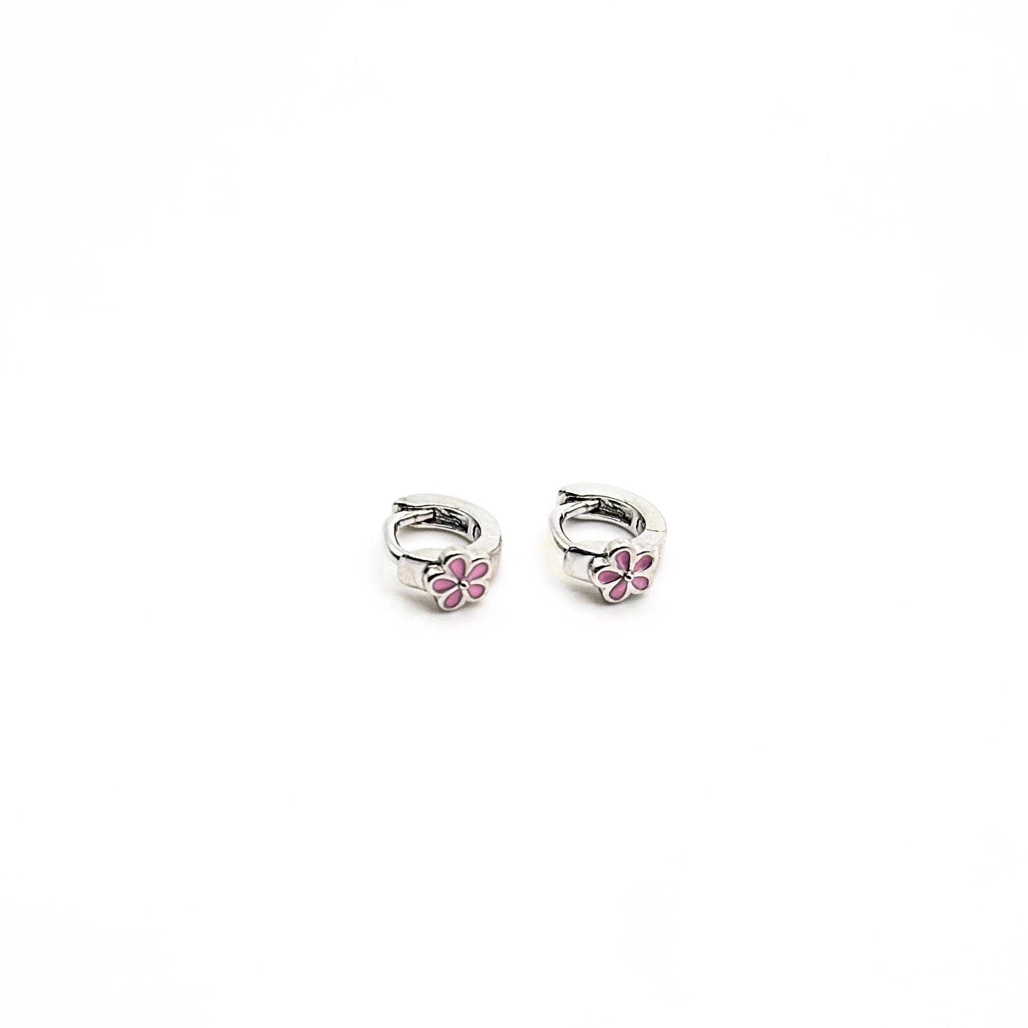 Aros Argolla Flor Esmalte de Plata 925