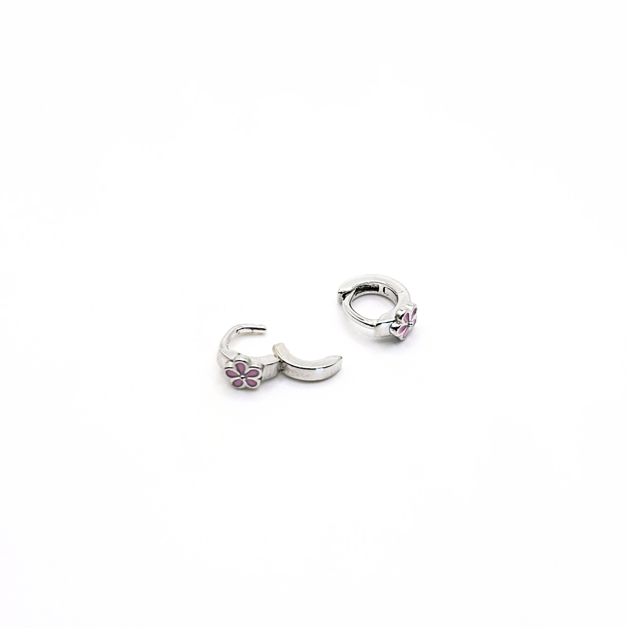 Aros Argolla Flor Esmalte de Plata 925