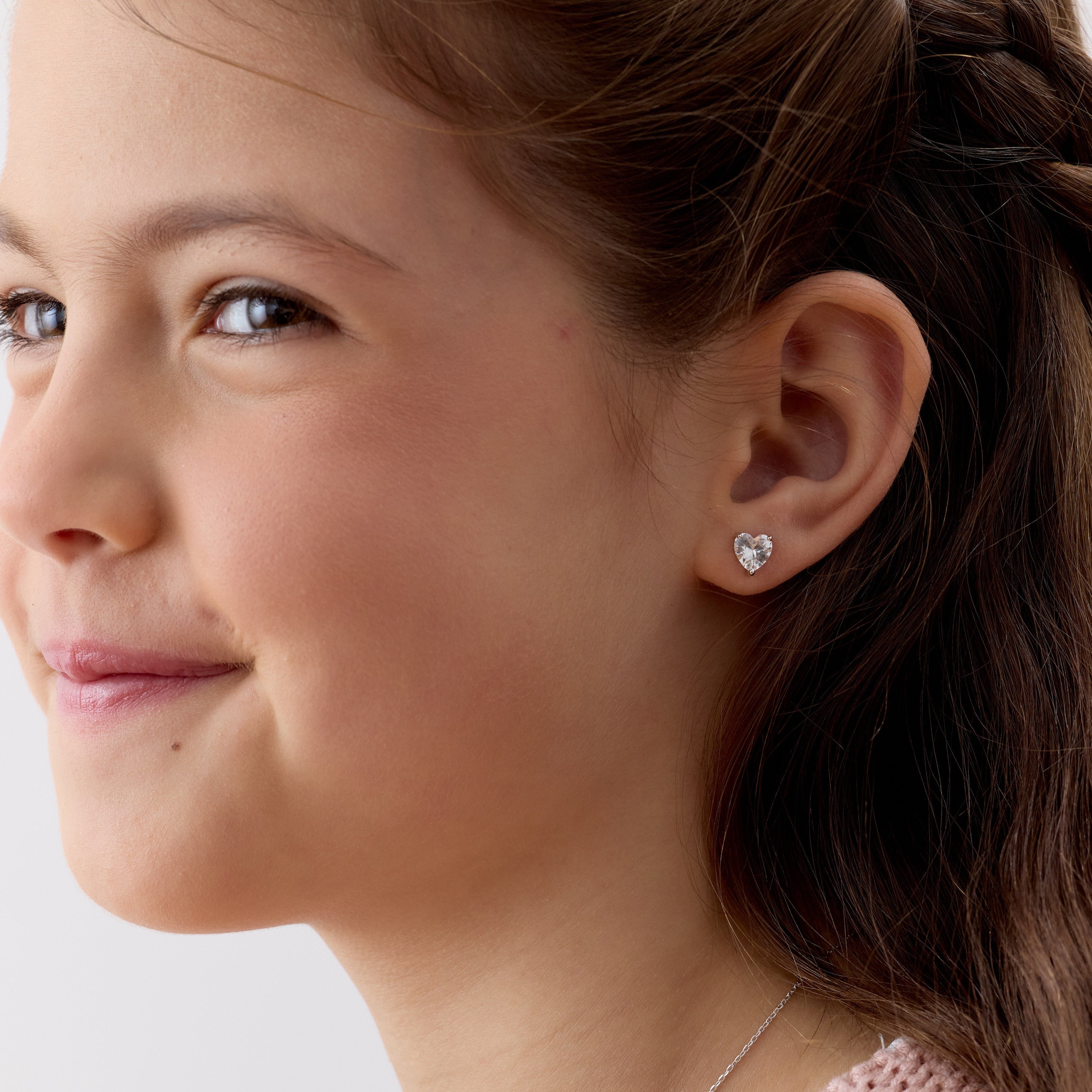 Aro de Corazón con Circón Transparente de Plata 925