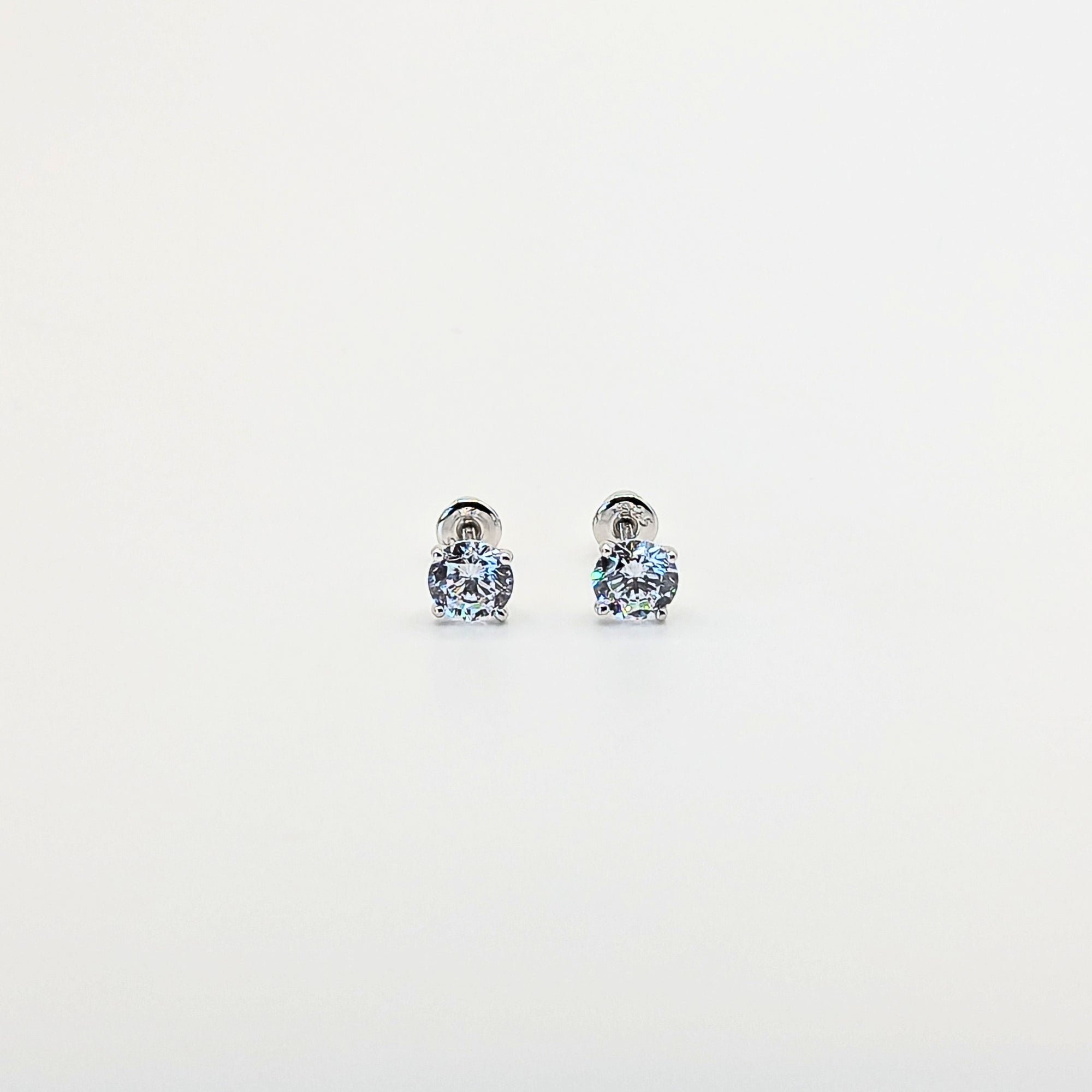 Aros Circón Solitario Transparente de Plata 925