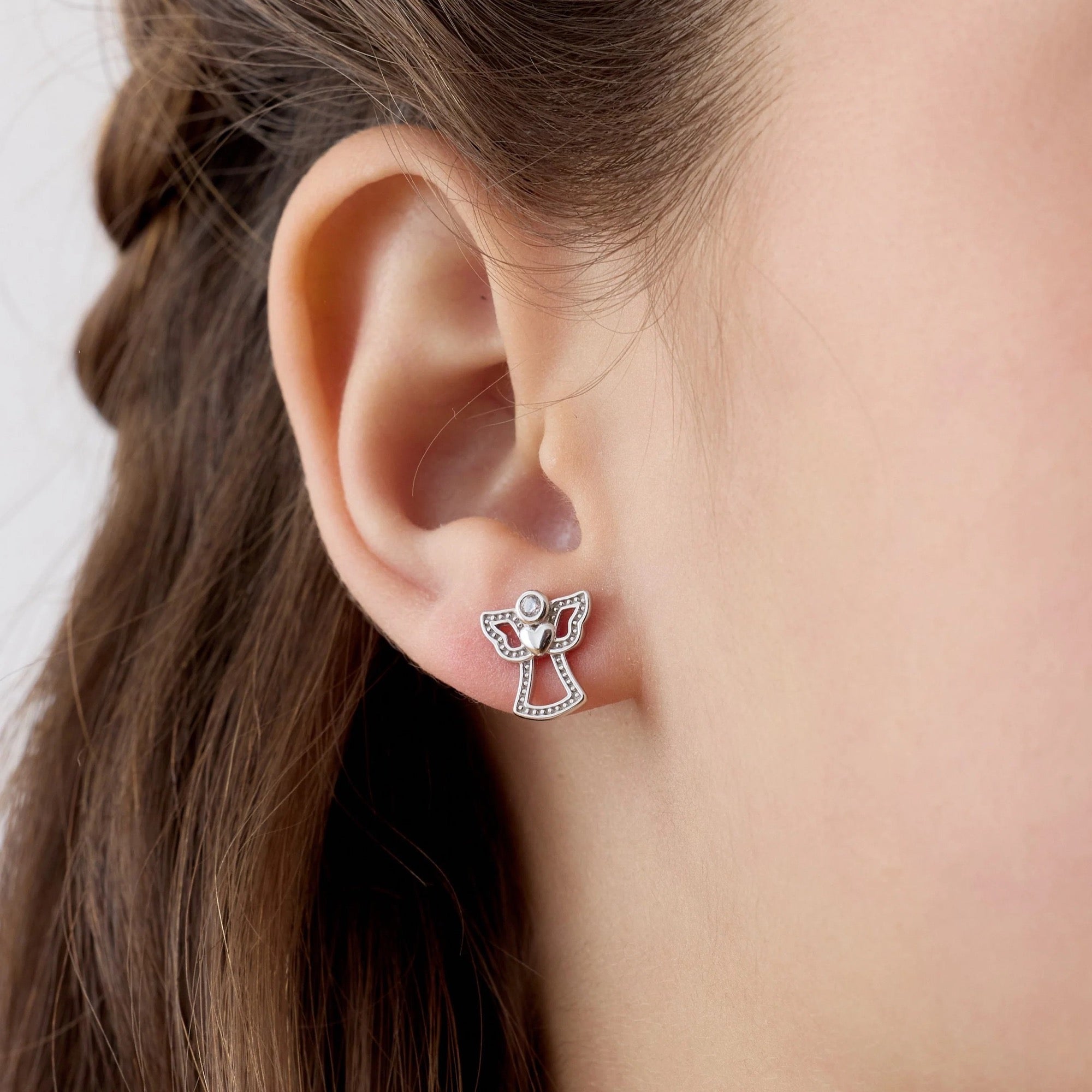 Aro de Angel de la Guarda con Circones Transparentes de Plata 925