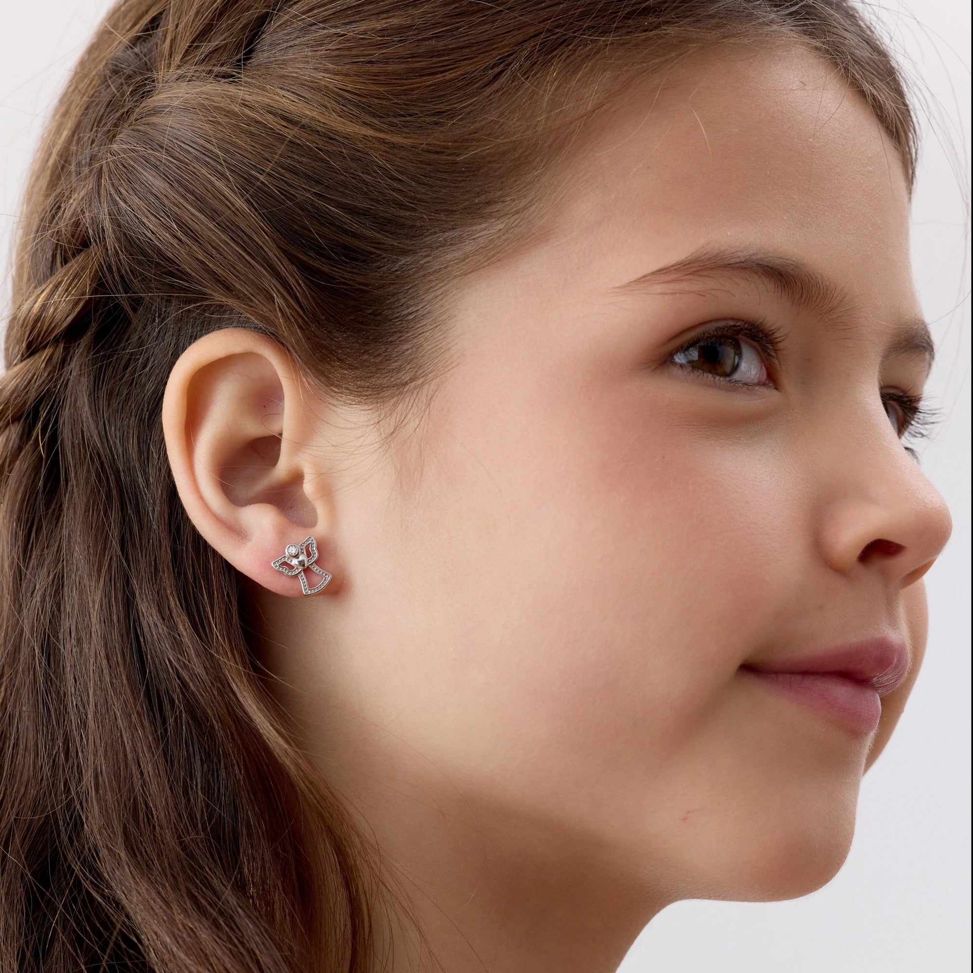 Aro de Angel de la Guarda con Circones Transparentes de Plata 925