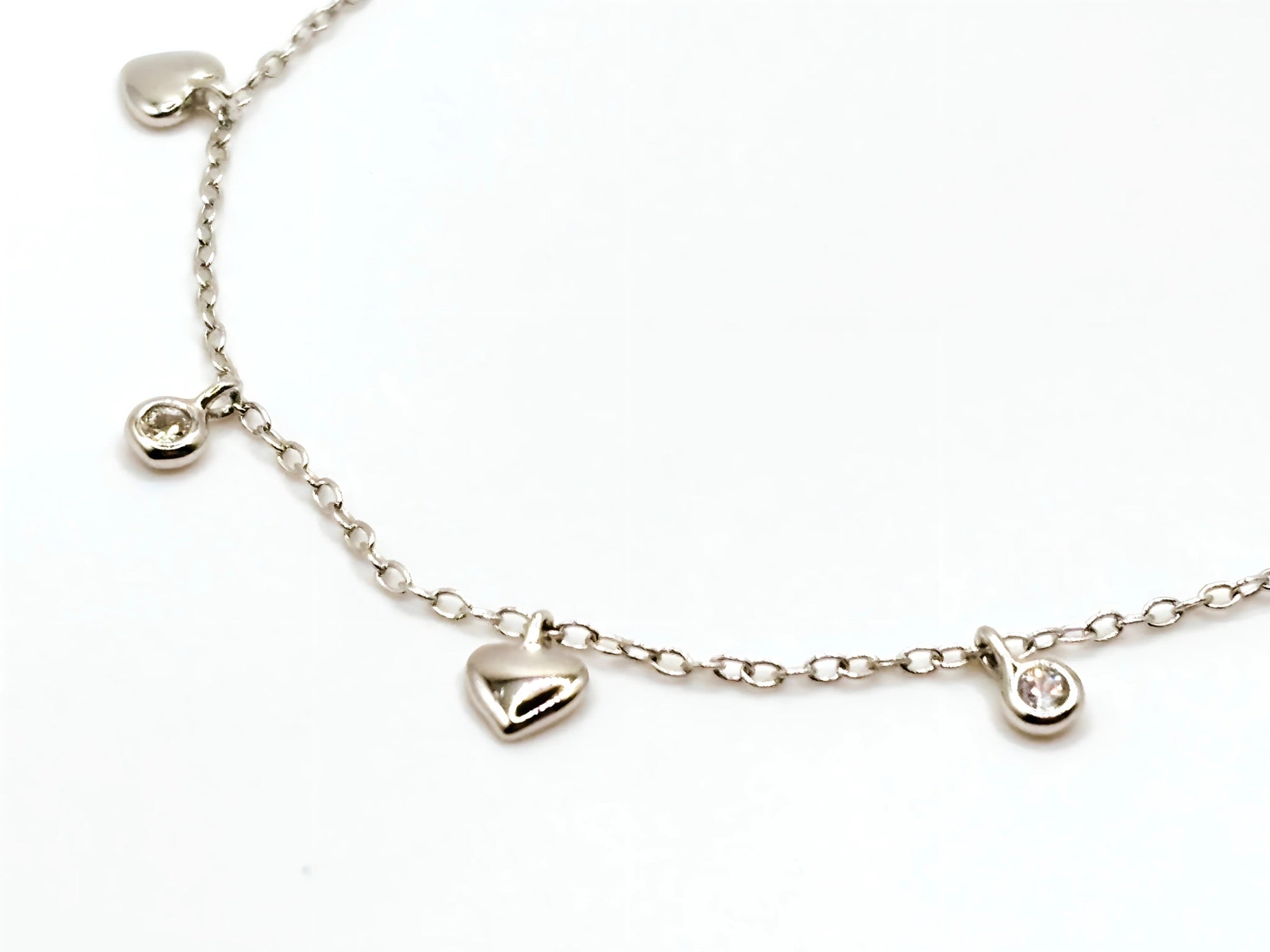 Pulsera con Corazones y Circones de Plata 925