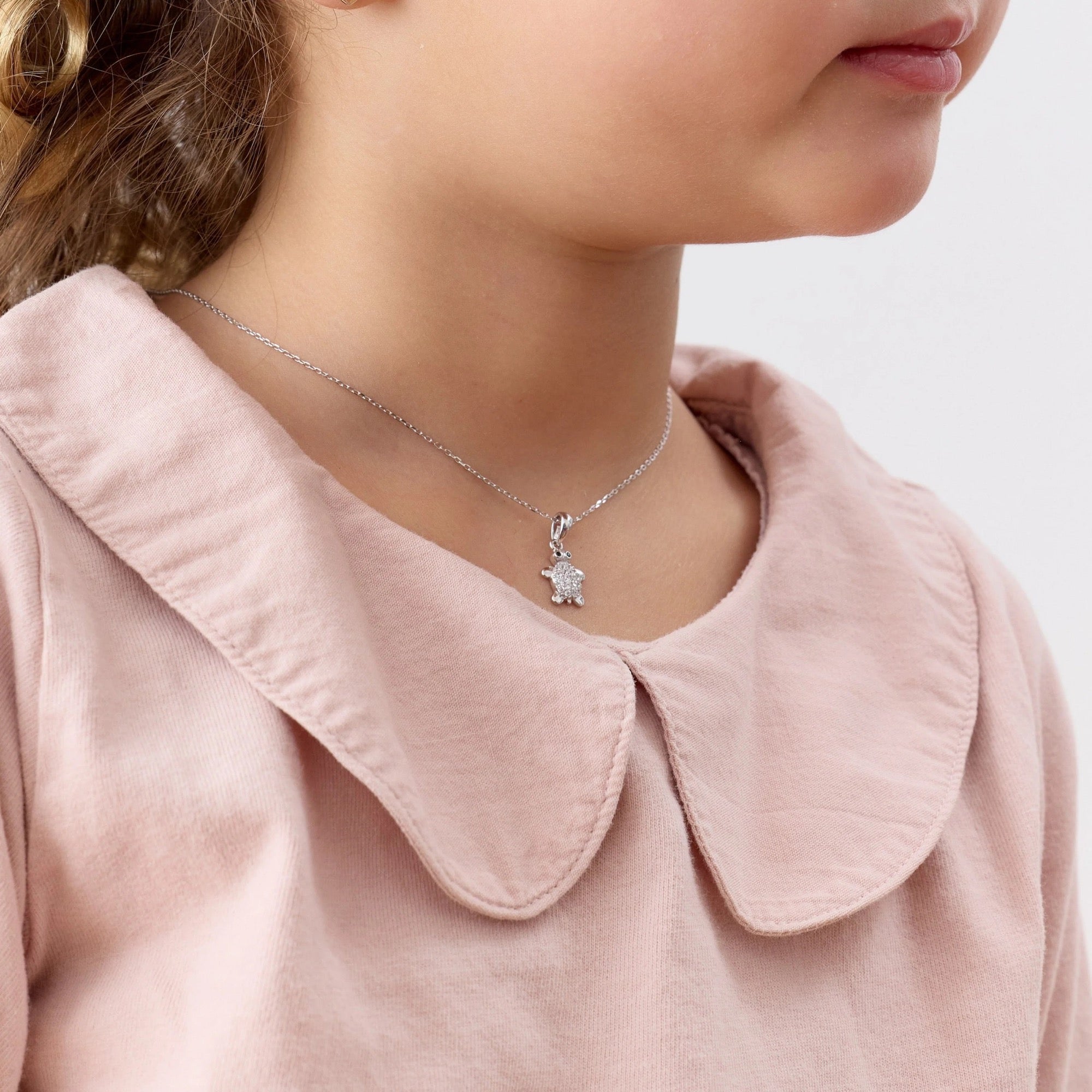 Collar con una Tortuga de 10mm con Circones de Plata 925