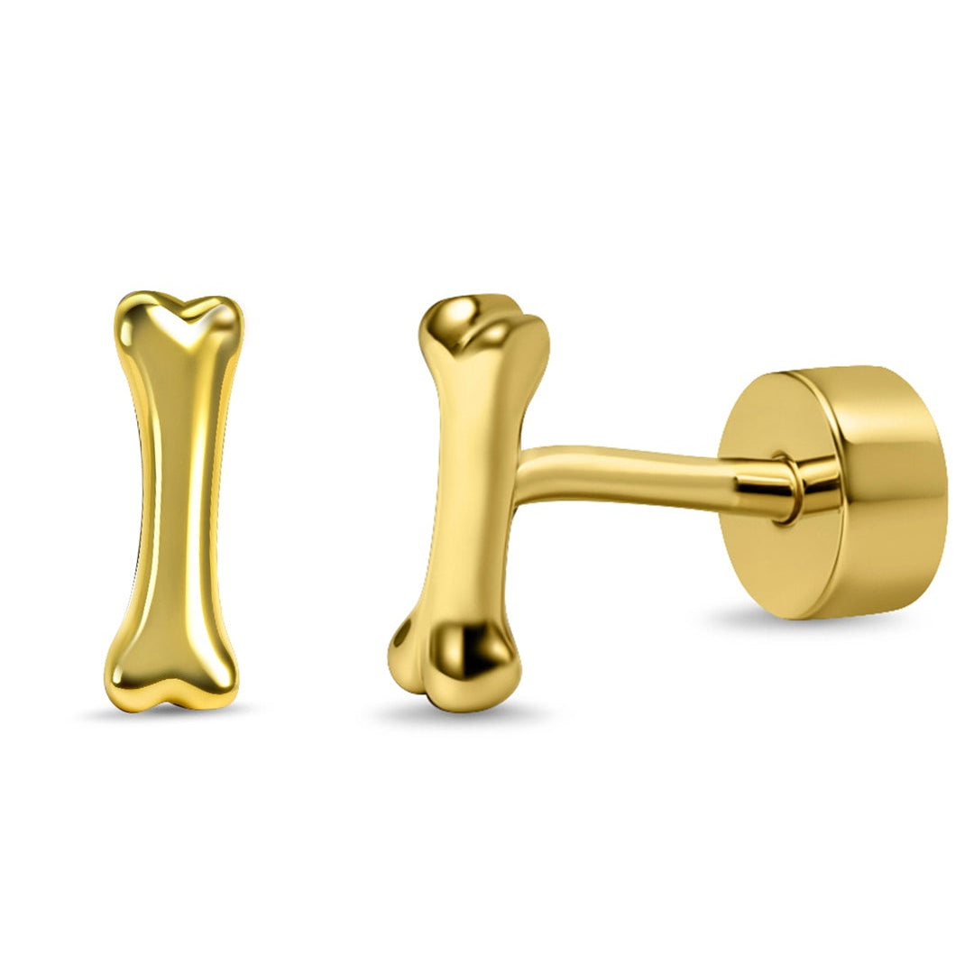 Aro de Hueso de Perrito de Plata 925 enchapados en Oro 18k