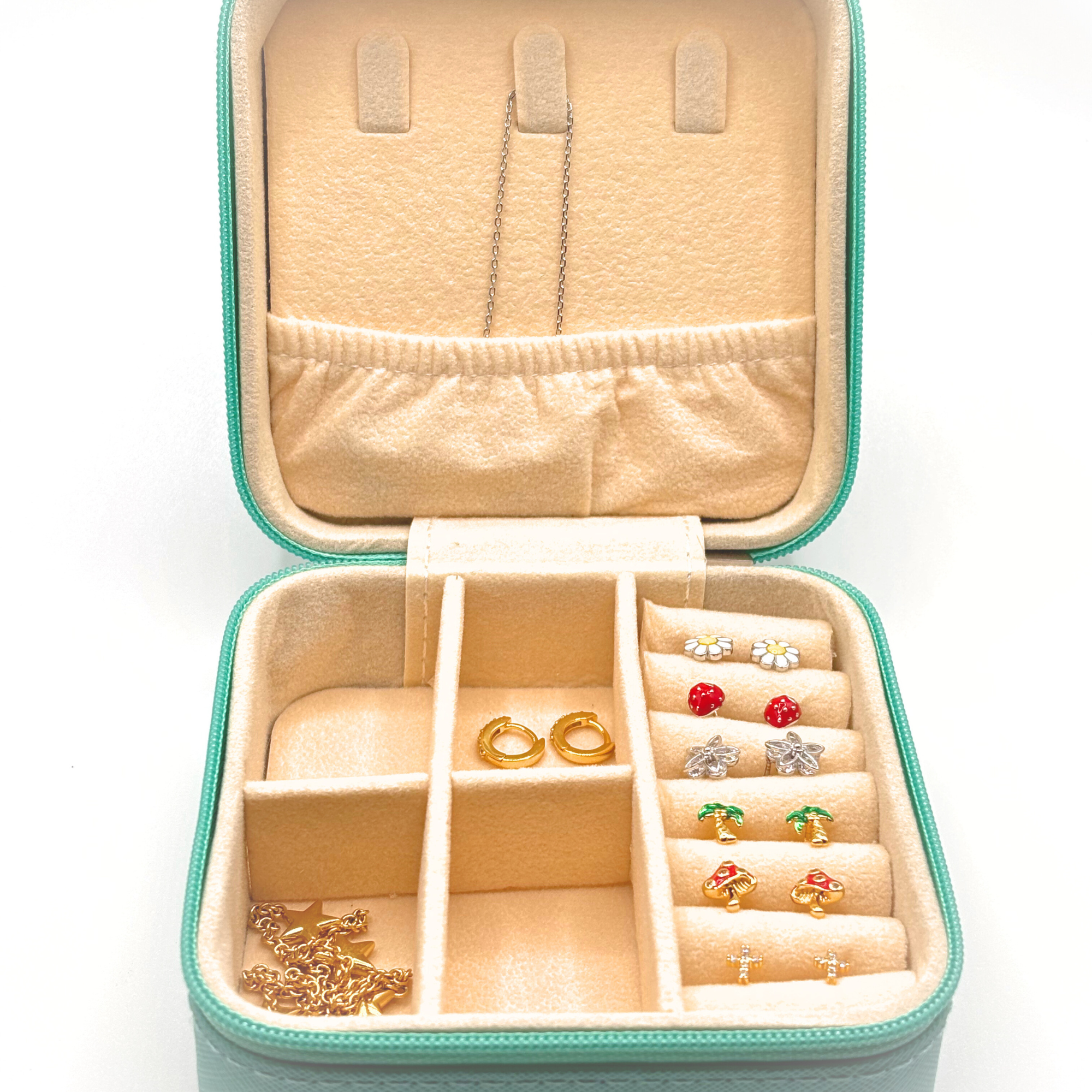 Joyero Cuadrado Tiana – Rosado / Celeste