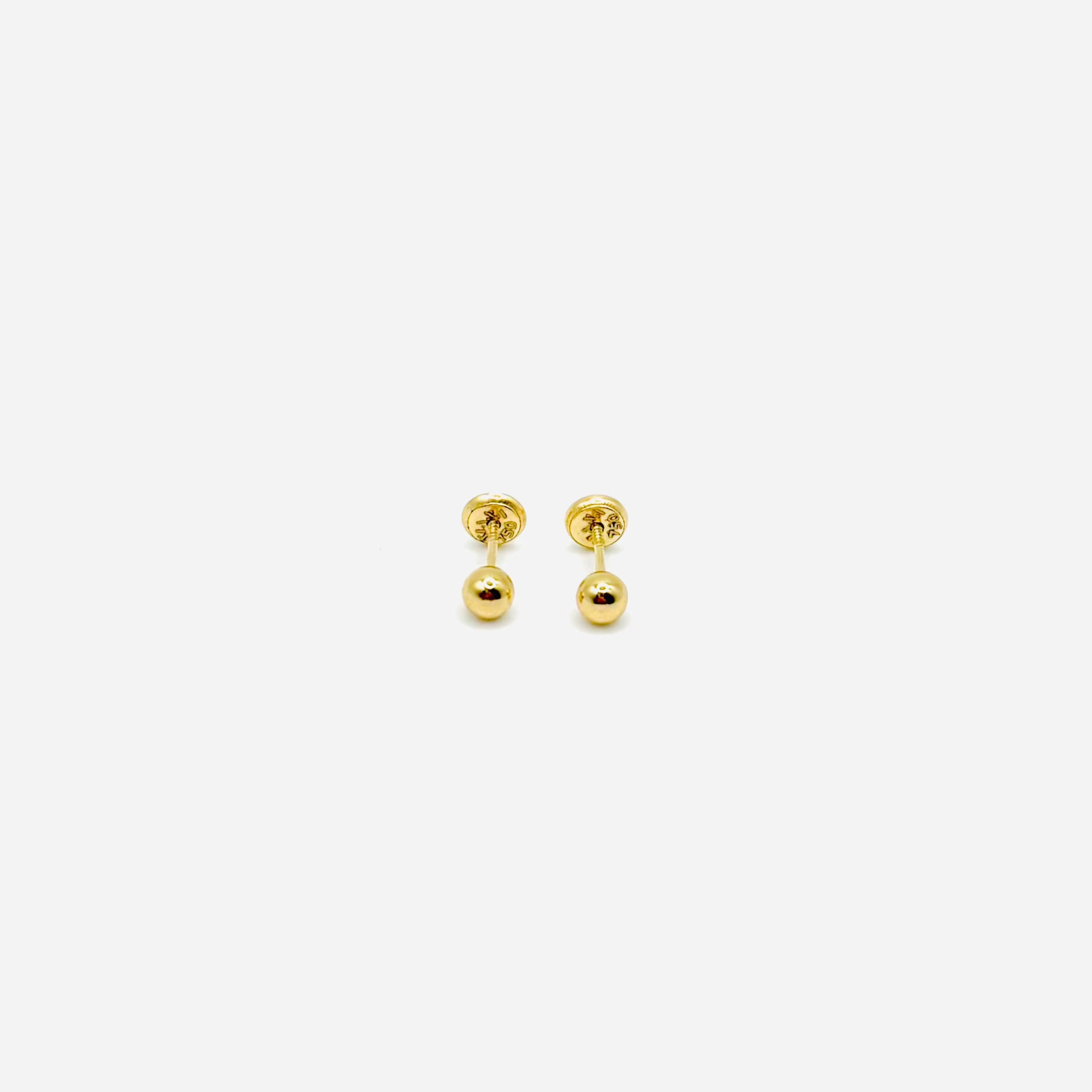 arito bola de oro 18k para bebes y niñas, libre de nickel y plomo, hipoalergénico y seguros