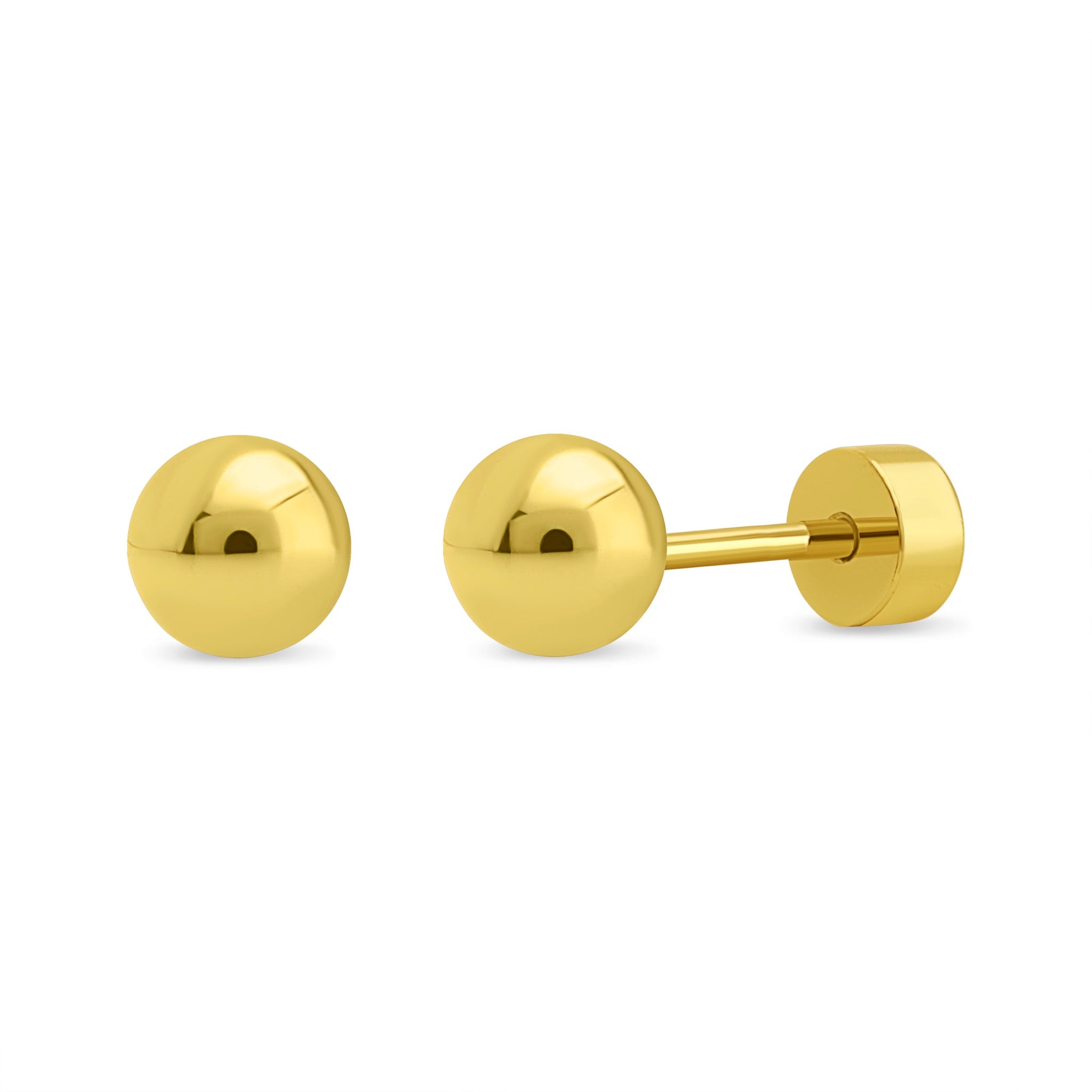 Aros Bola 5mm de Plata 925 enchapados en Oro 18k