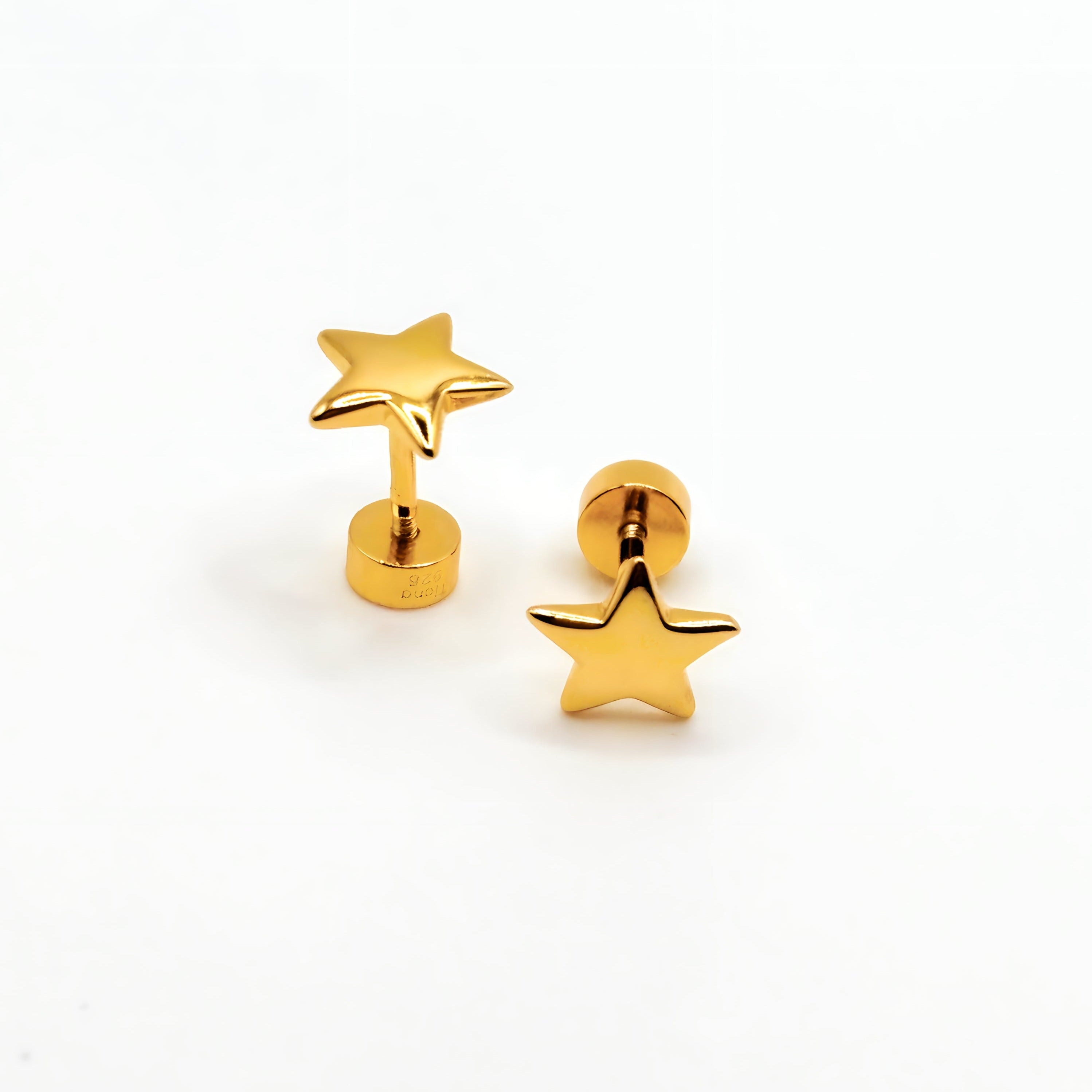 Aros de  estrella de 7 mm de Plata 925 enchapados en Oro 18k