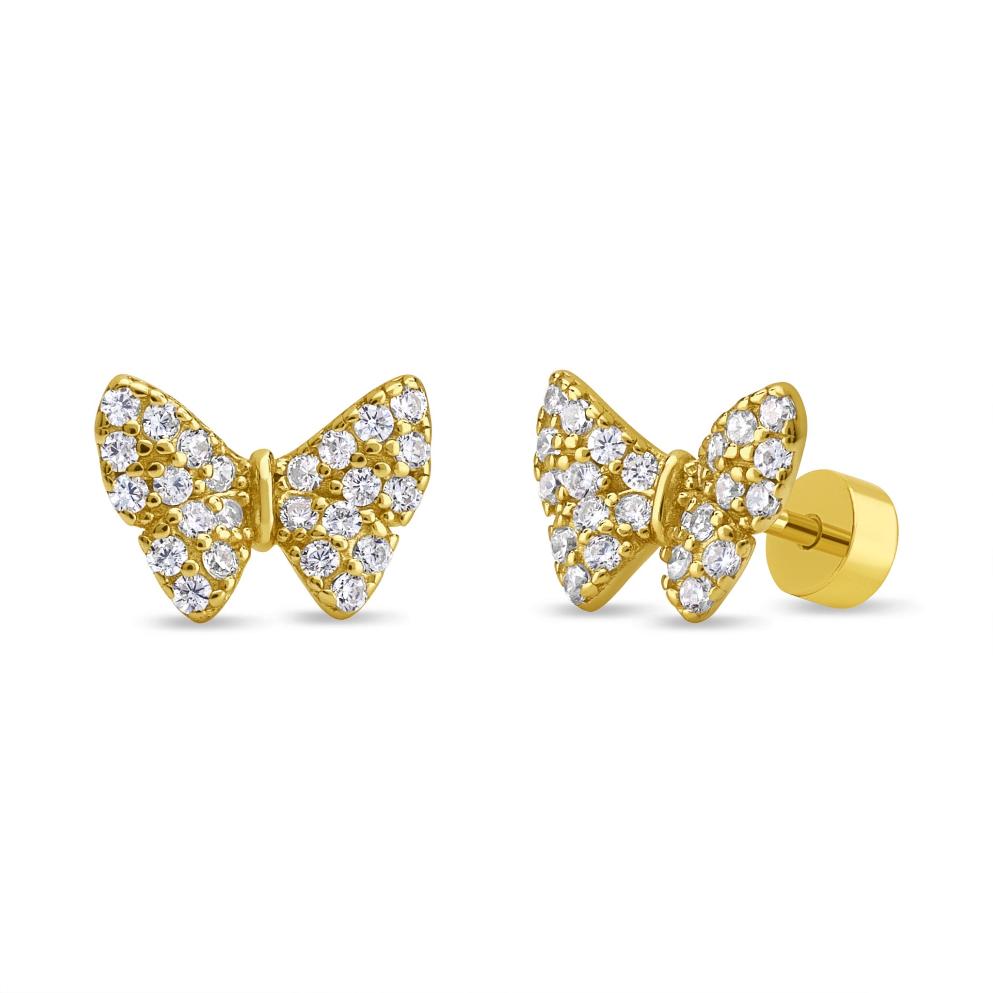 Aros de Mariposa con Circones de Plata enchapados en Oro 18k