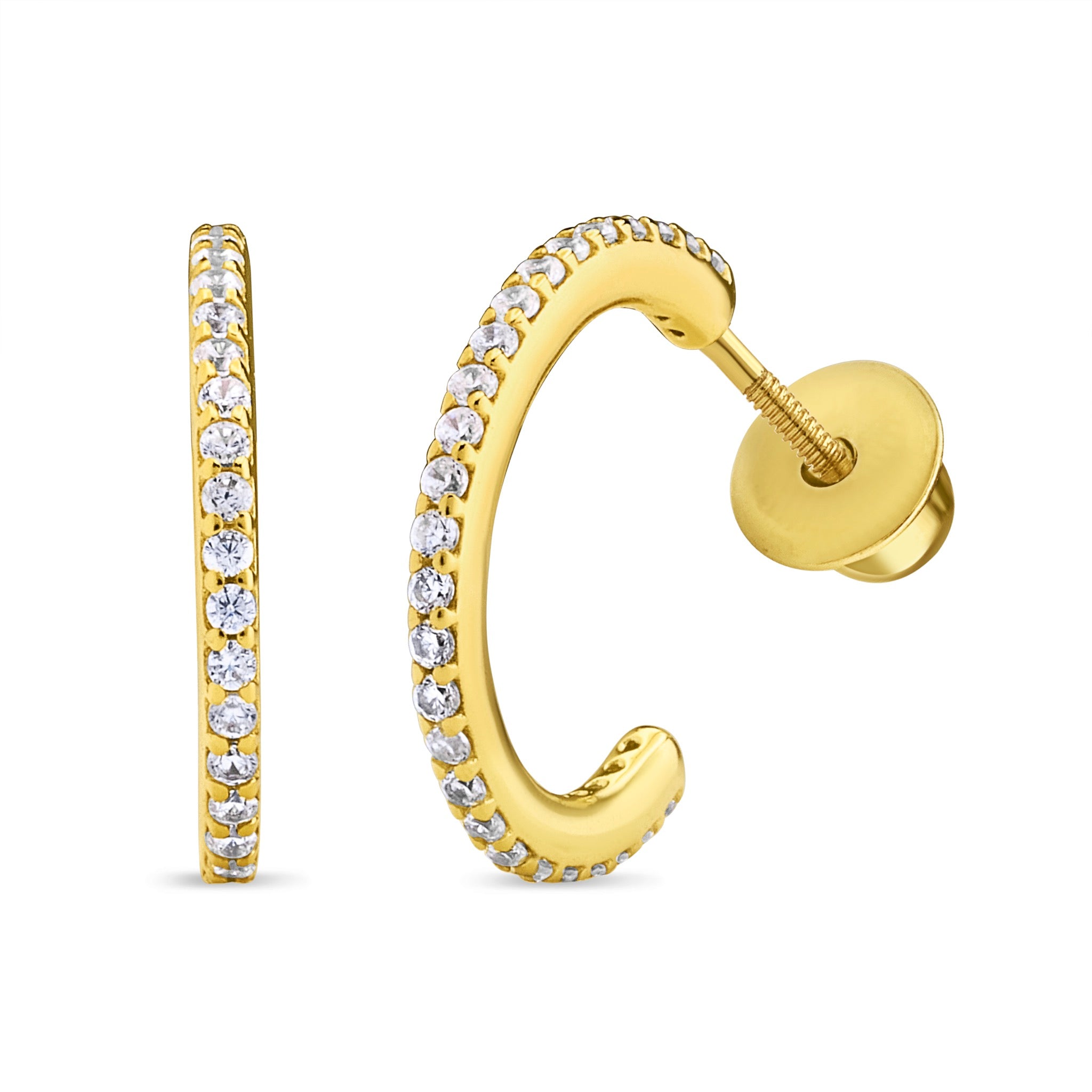 Argolla con Circones de Plata 925 de 13,5 mm con cierre de Tornillo