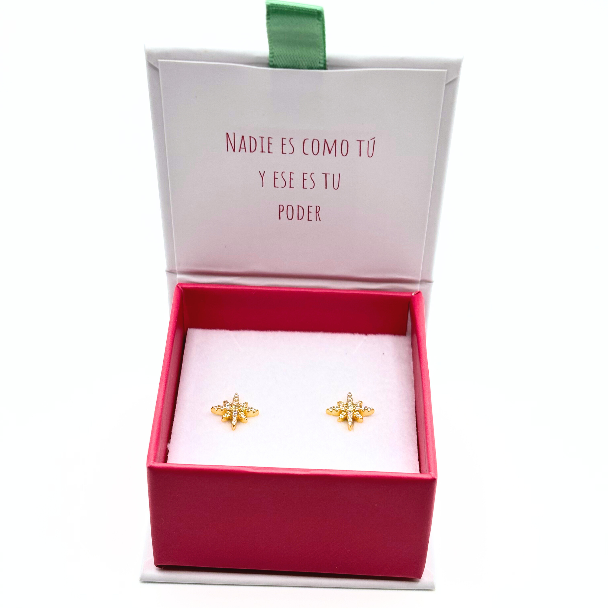 Aro de Copo de Nieve Circones Transparentes Plata 925 con Baño Oro 18k