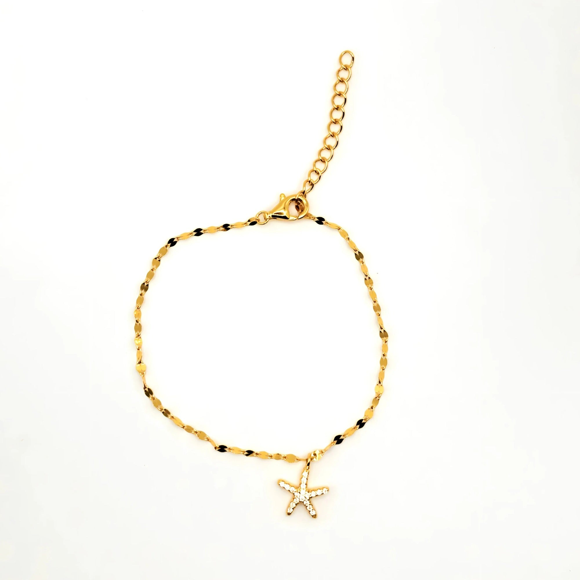 Pulsera con una Estrella de Mar con Circones de Plata 925 enchapada en Oro de 18k