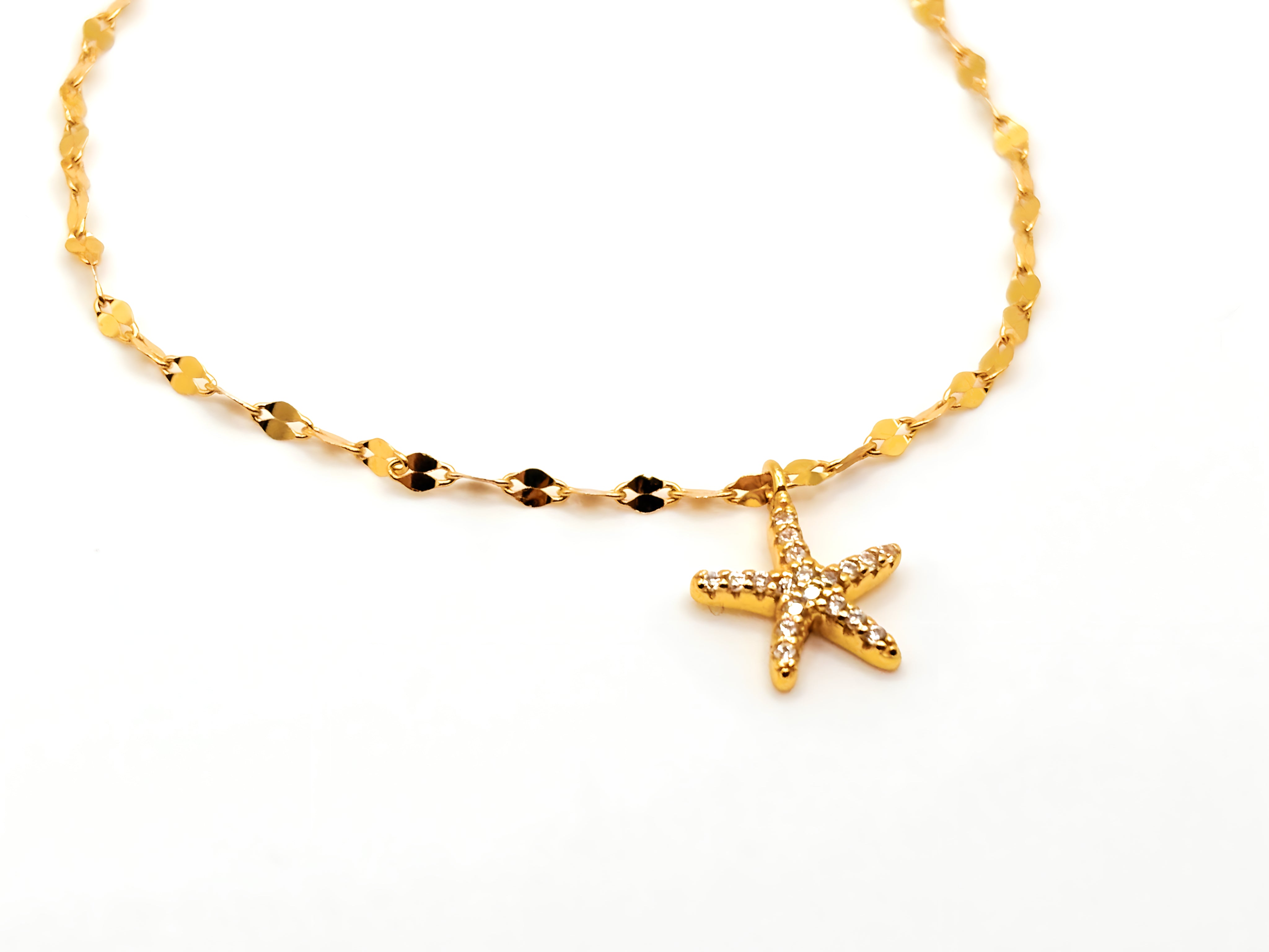 Pulsera con una Estrella de Mar con Circones de Plata 925 enchapada en Oro de 18k