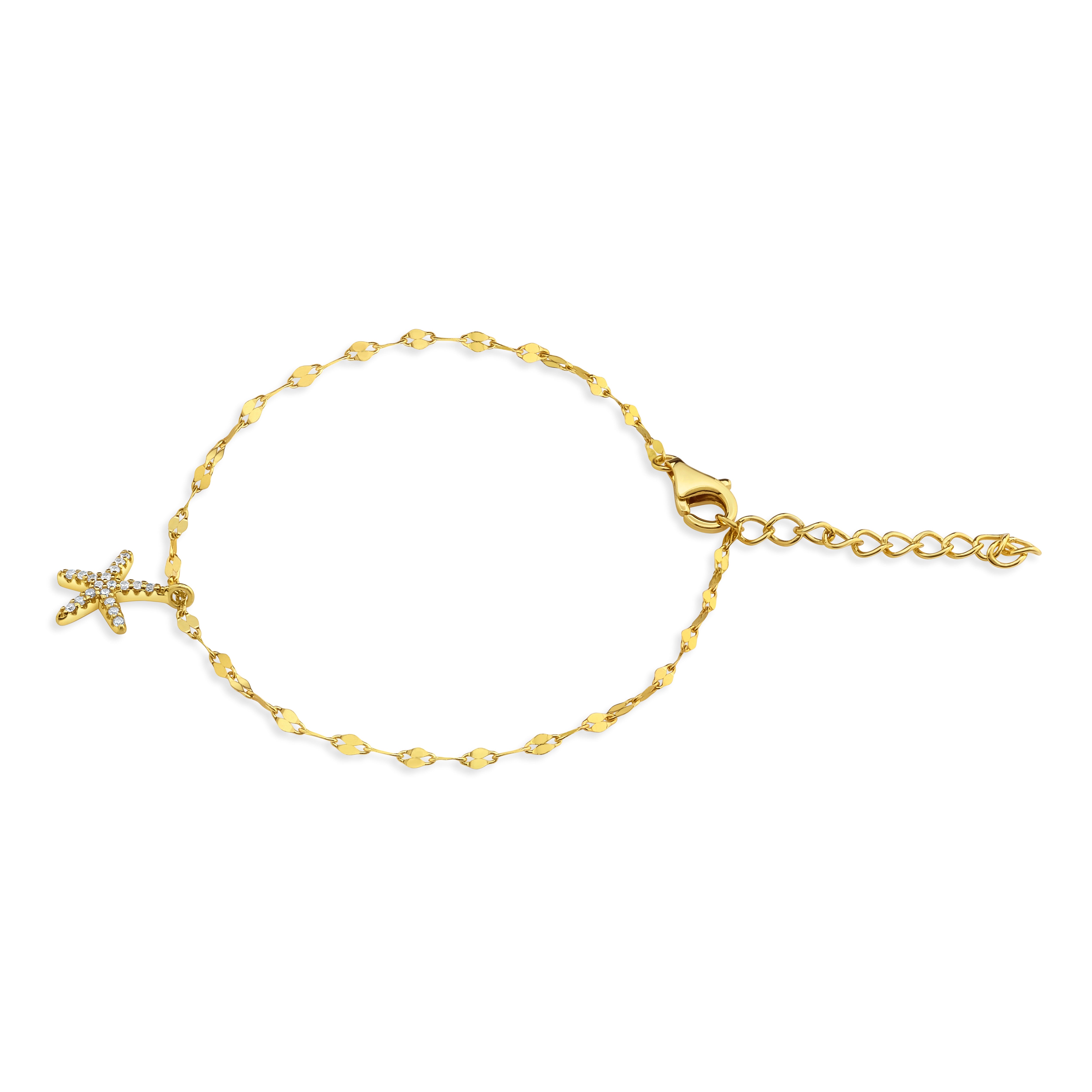 Pulsera con una Estrella de Mar con Circones de Plata 925 enchapada en Oro de 18k