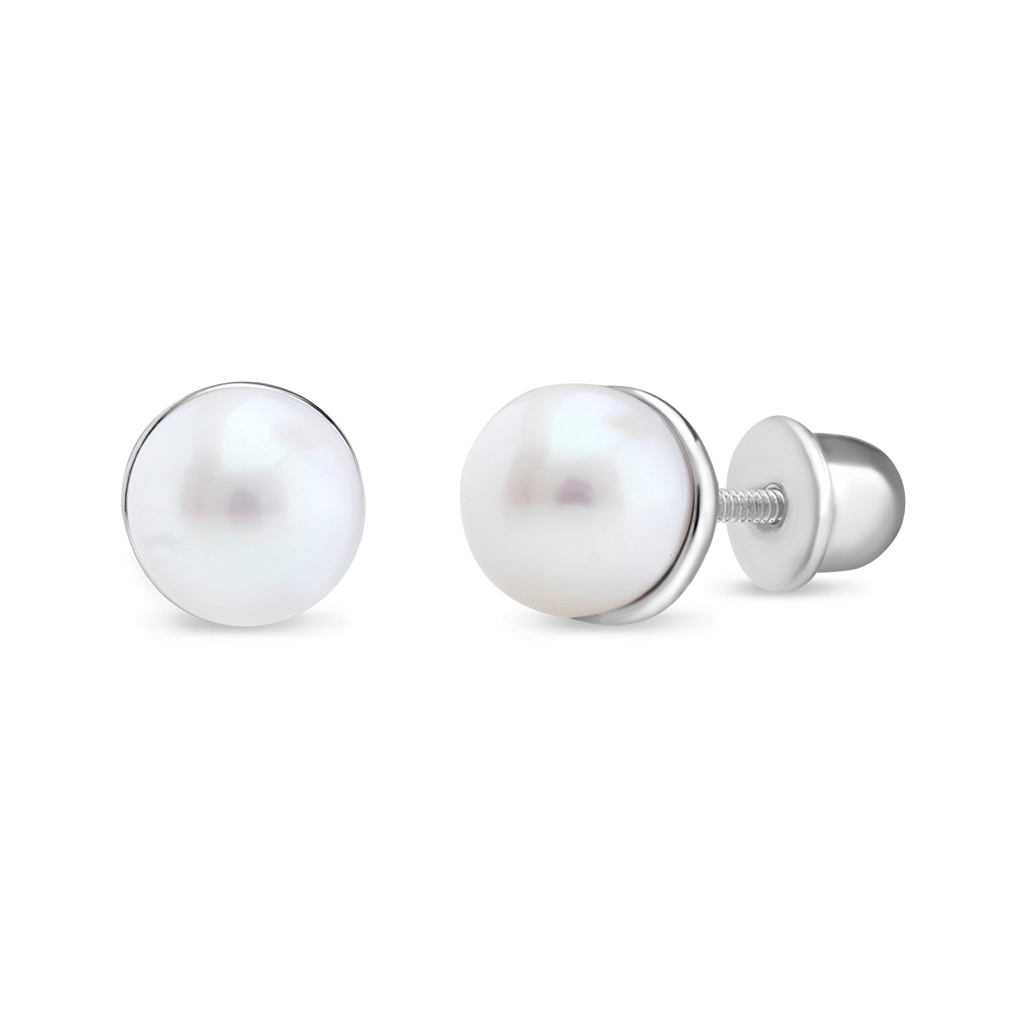 Aros de Perla Cultivada de 6mm de Plata 925