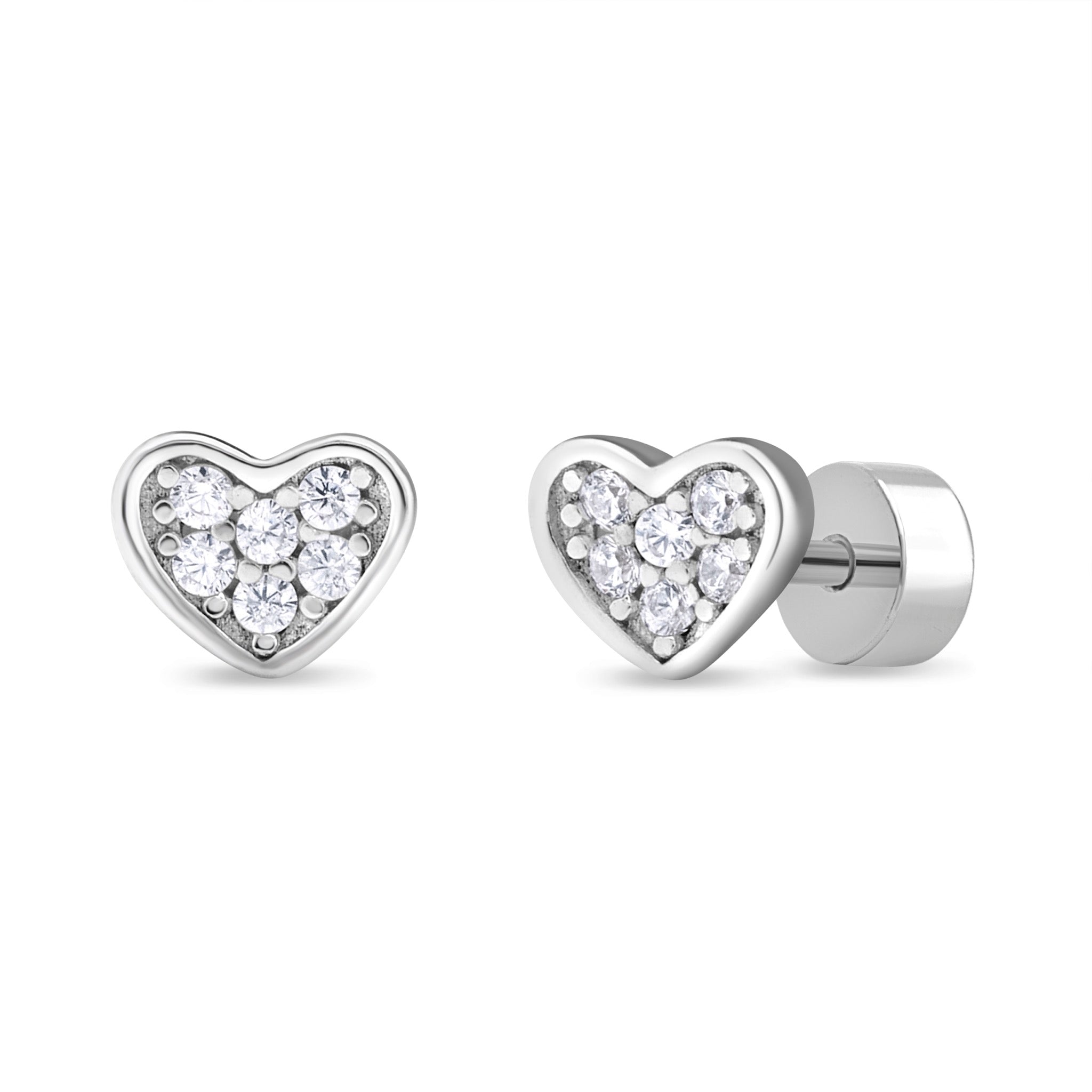 Aros de Corazón con Circones Transparentes de Plata 925