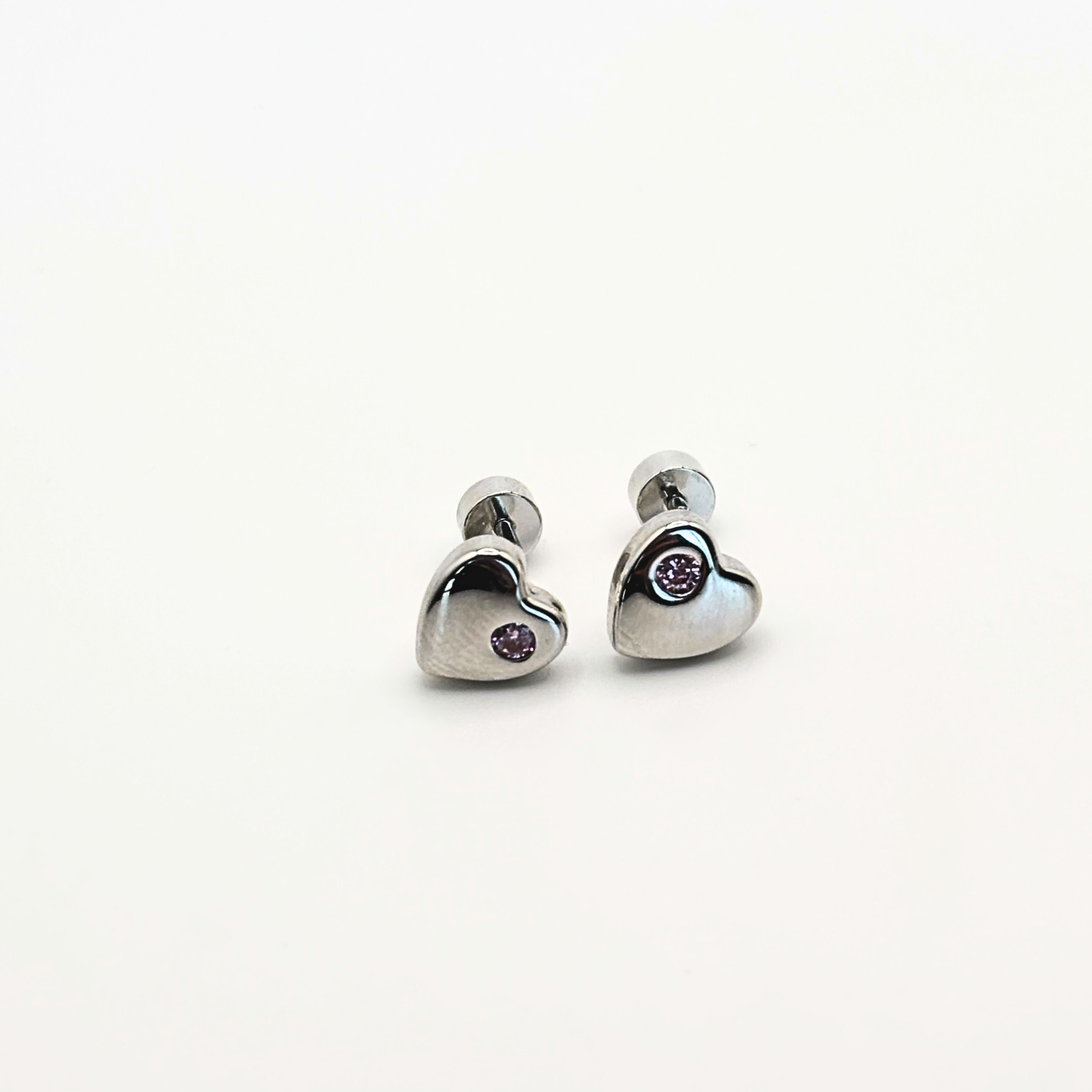 Aros de Corazón con Circón de Plata 925
