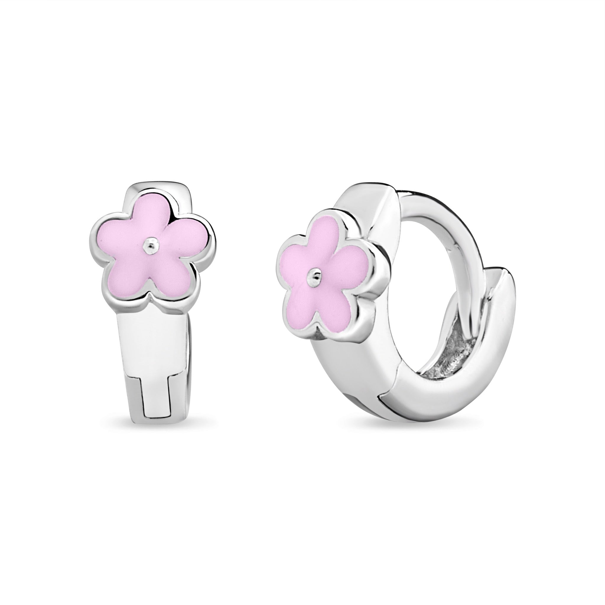 Aros Argolla Flor Esmalte de Plata 925