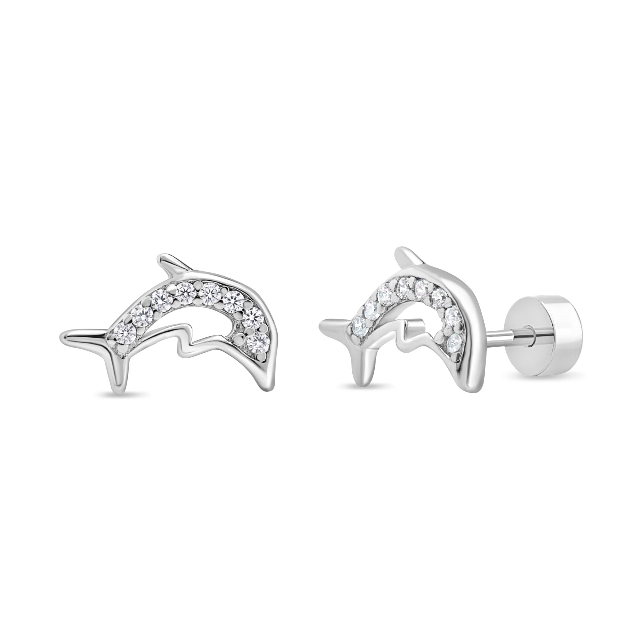 Aros de Delfin con Circones de Plata 925