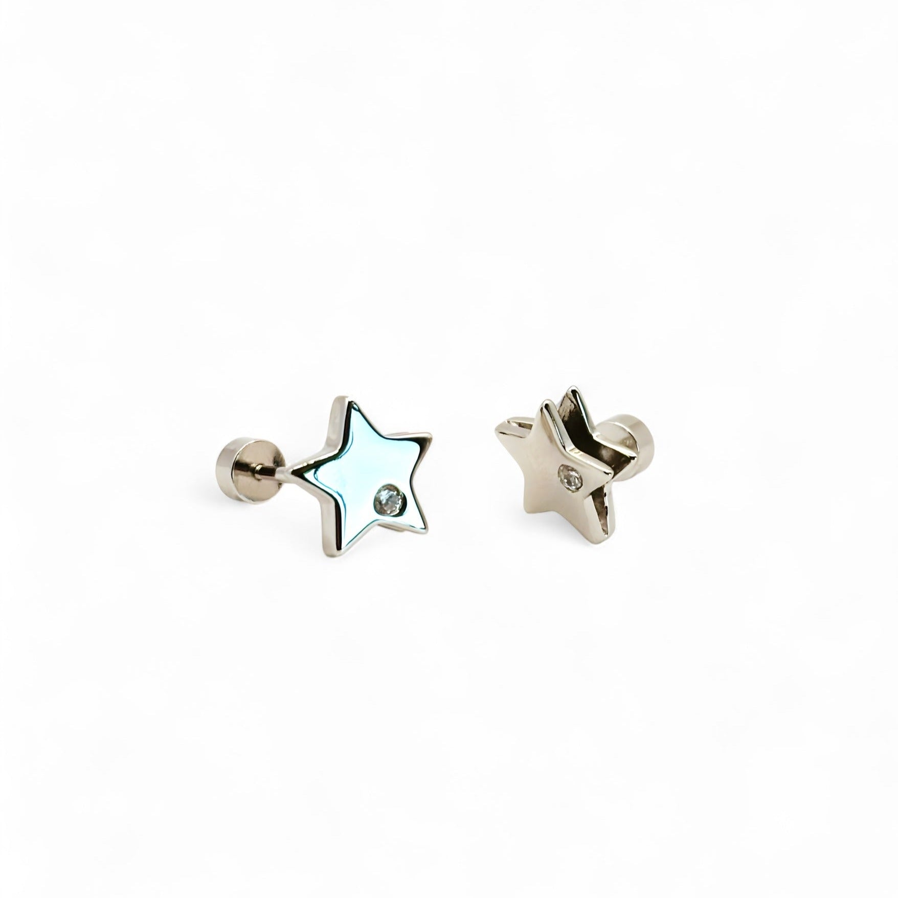 Aros de Estrella con un Circón de Plata 925