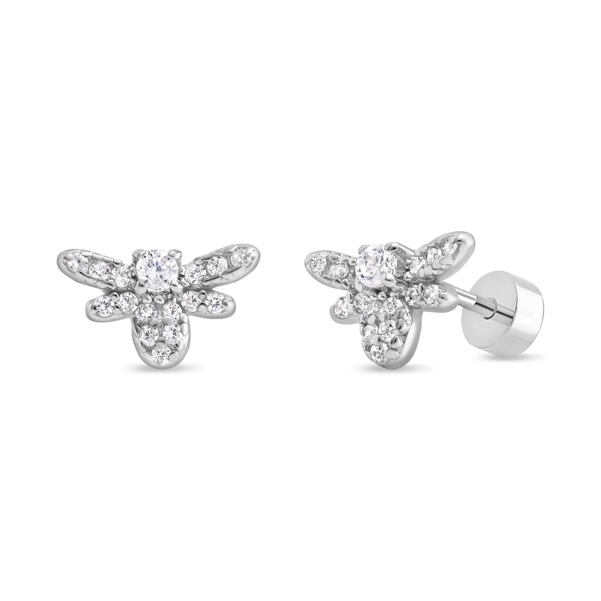 Aros de Abejas con Circones Trnasparentes de Plata 925