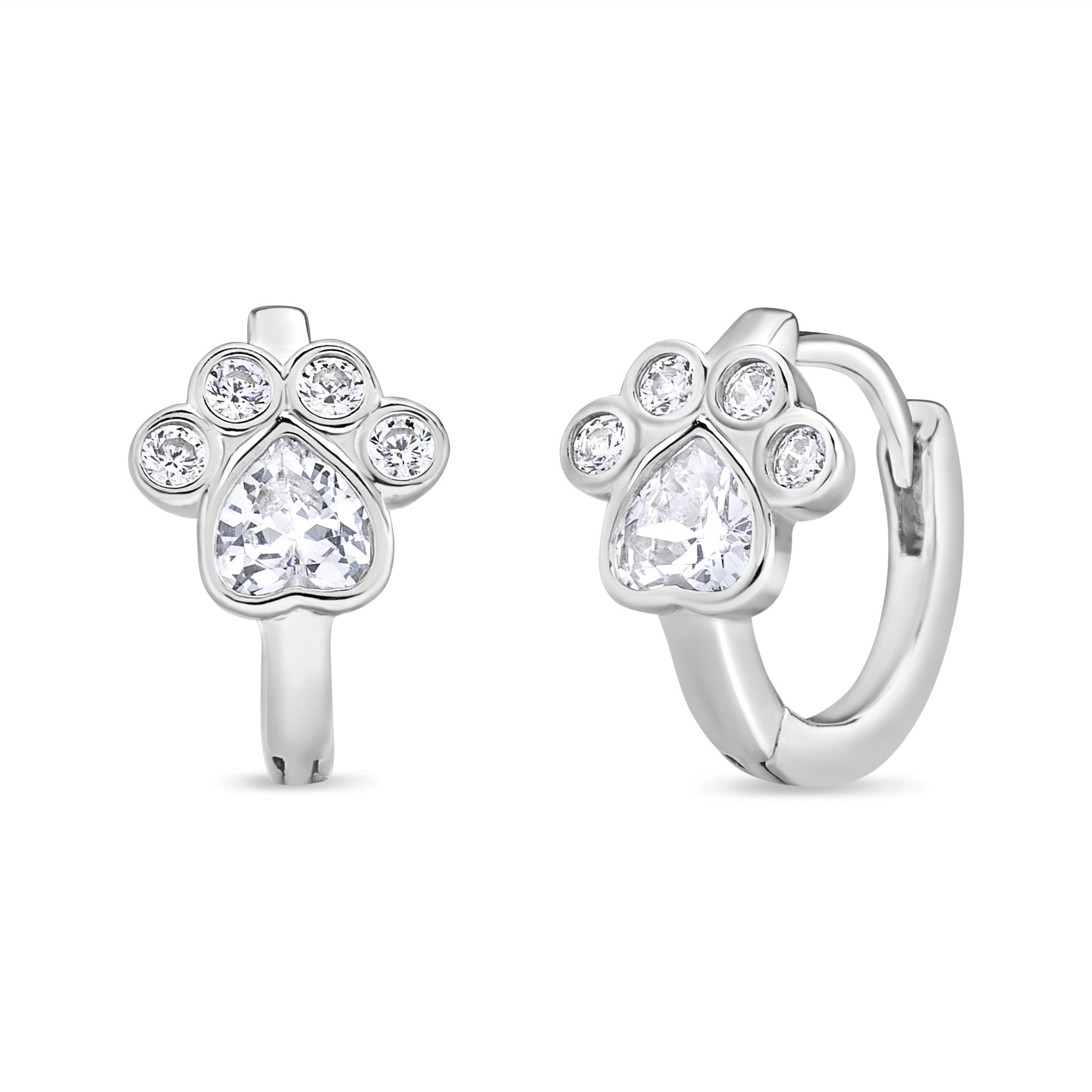 Aro Argollas de Huella de Perro con Circones de Plata 925