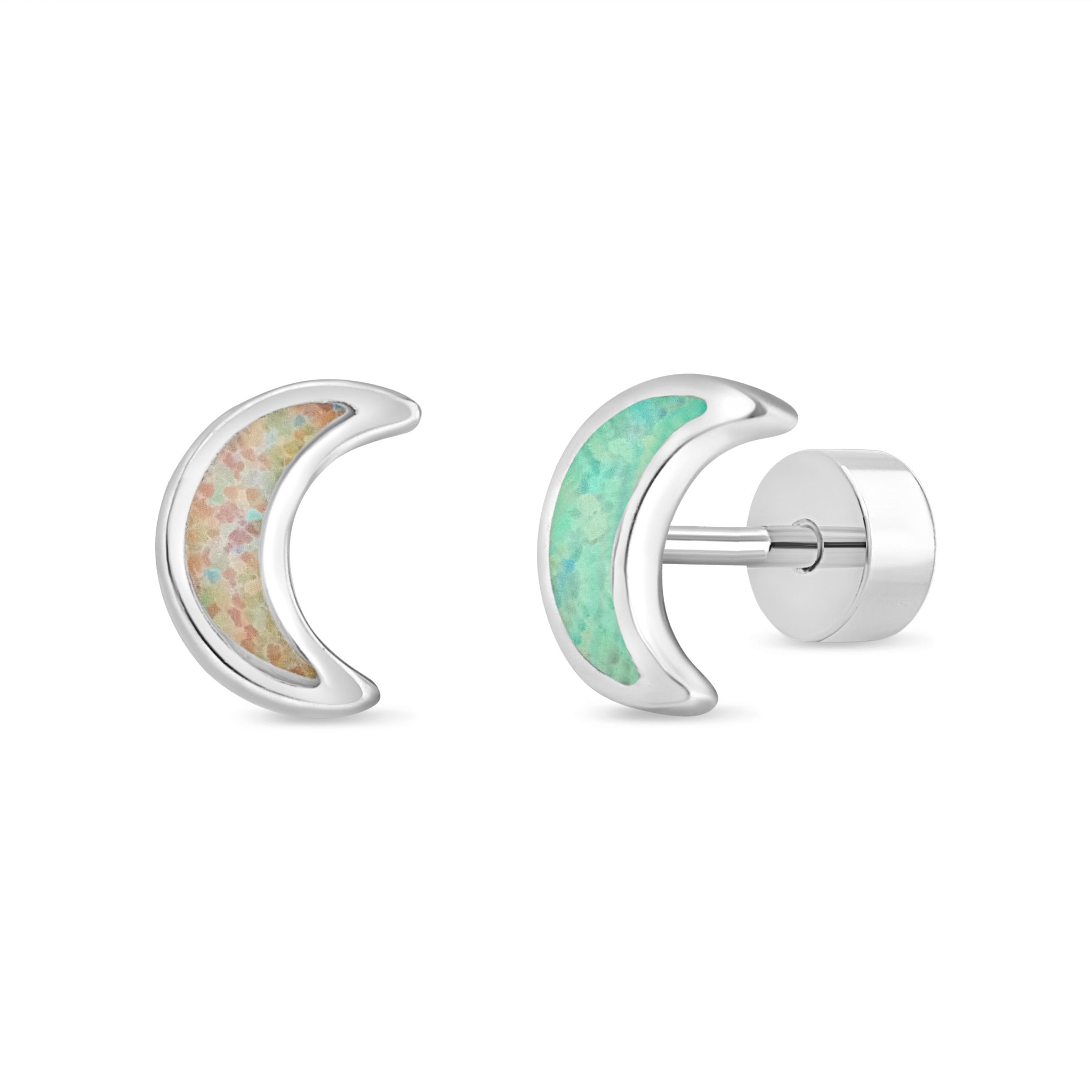 Aro de Luna Creciente de Opalo de Plata 925