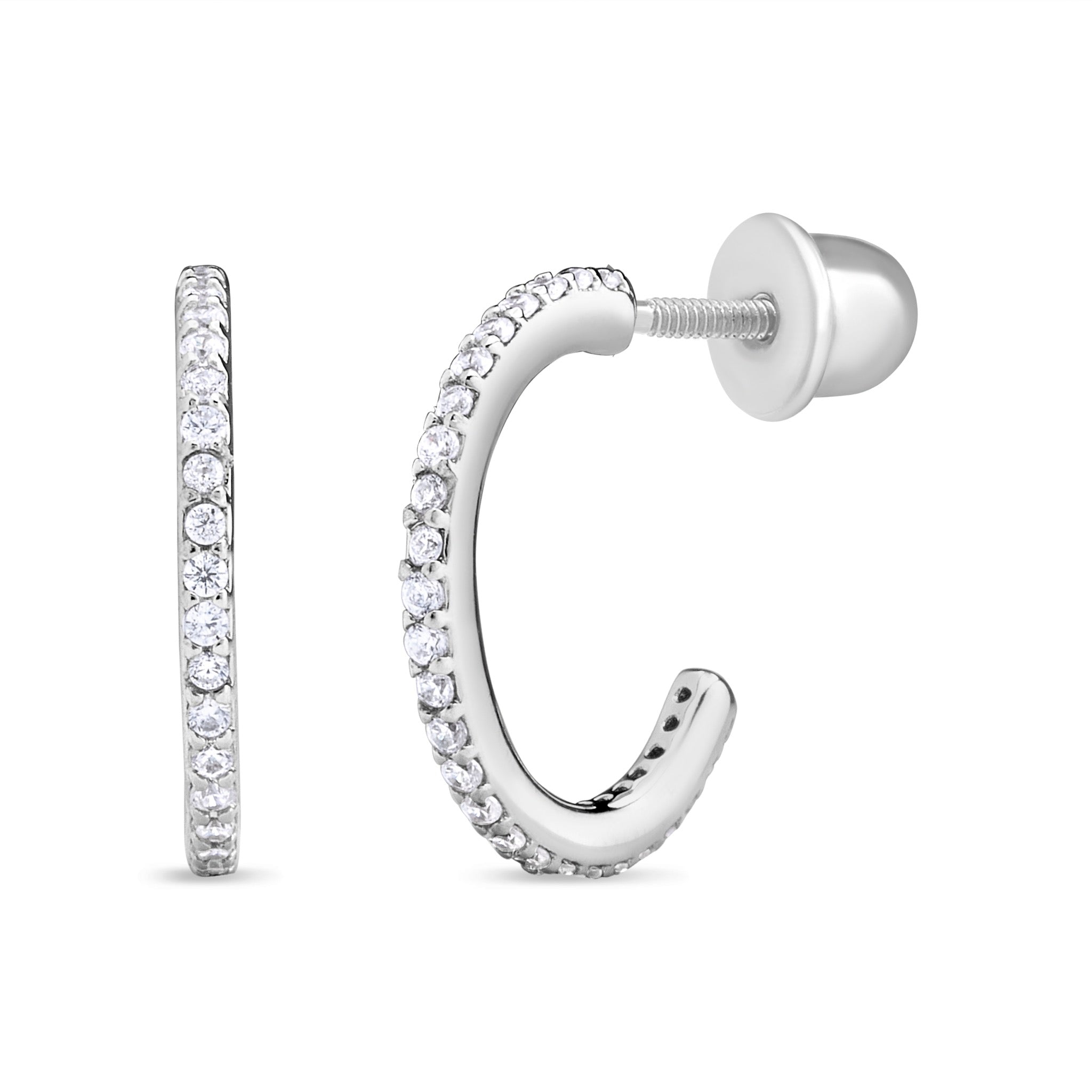 Argolla con Circones de Plata 925 de 13,5 mm con cierre de Tornillo