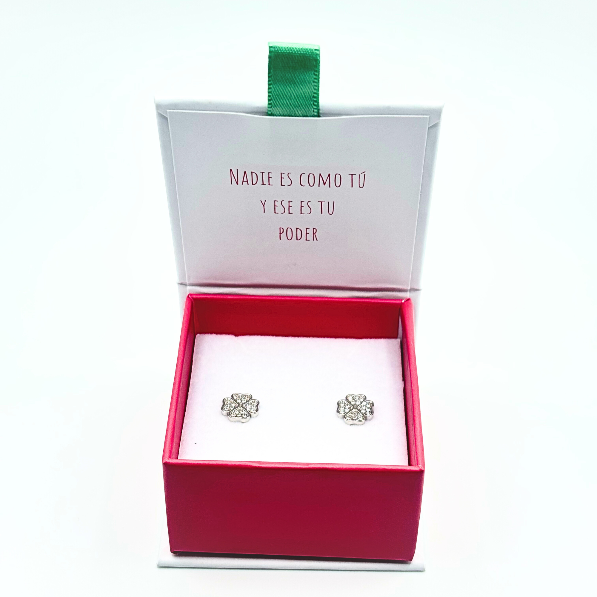 Aro de Trebol de la Suerte con Circones Plata 925