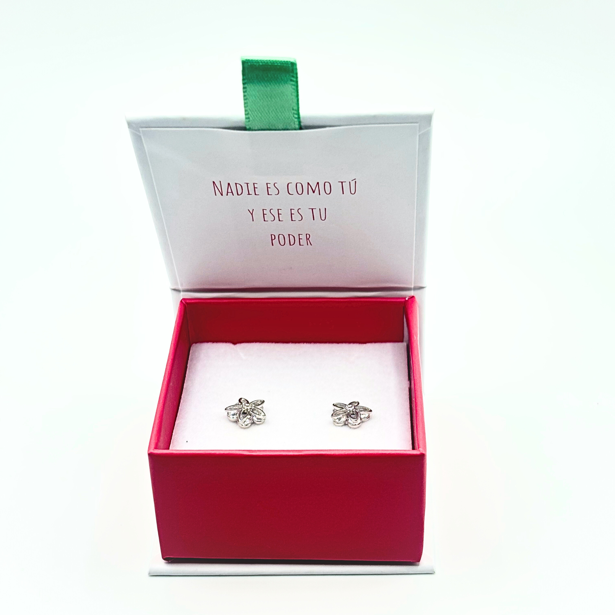 Aro Flor con Petalos alargados con Circones Transparentes Plata 925