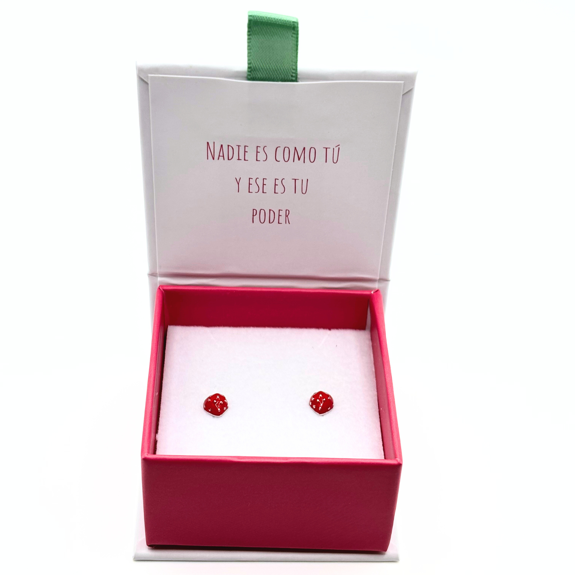 Aro de Frutilla con Esmalte Rojo y Verde Plata 925