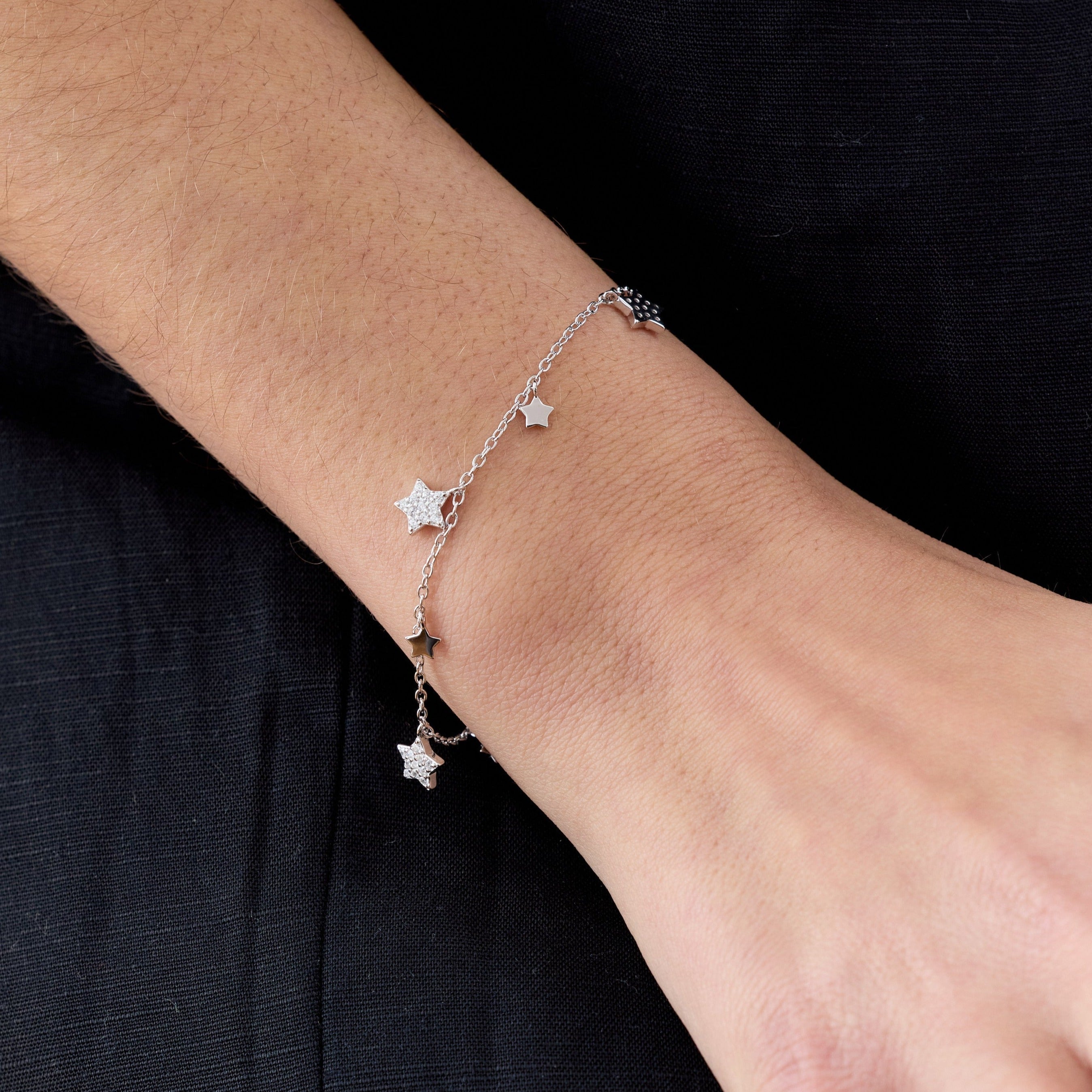 Pulsera con Estrellas con Circones de Plata 925