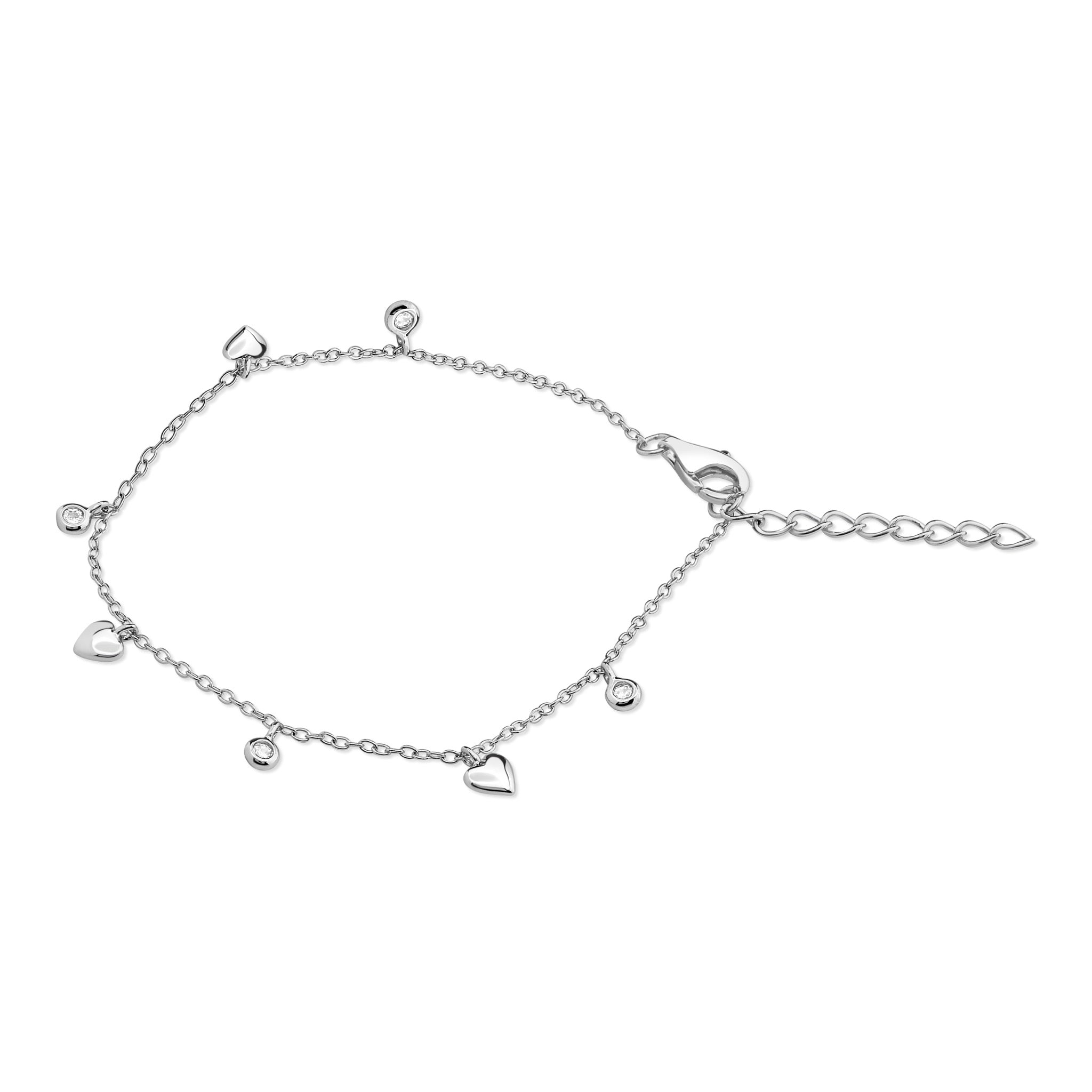 Pulsera con Corazones y Circones de Plata 925