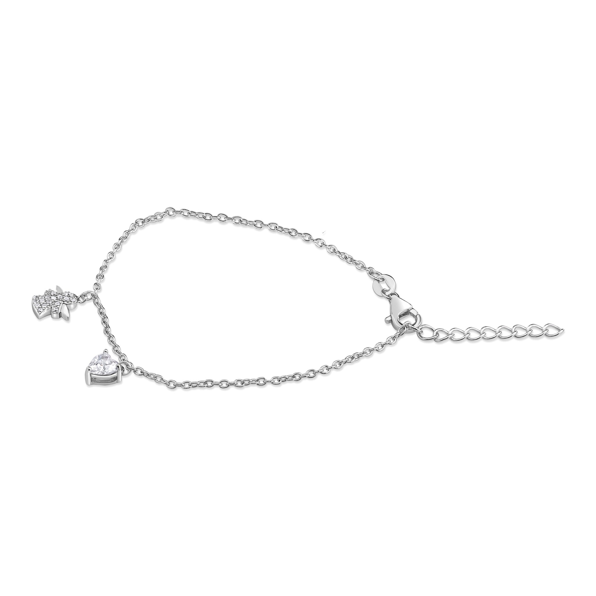 Pulsera con un Ángel de la Guarda y un Corazón de Plata 925