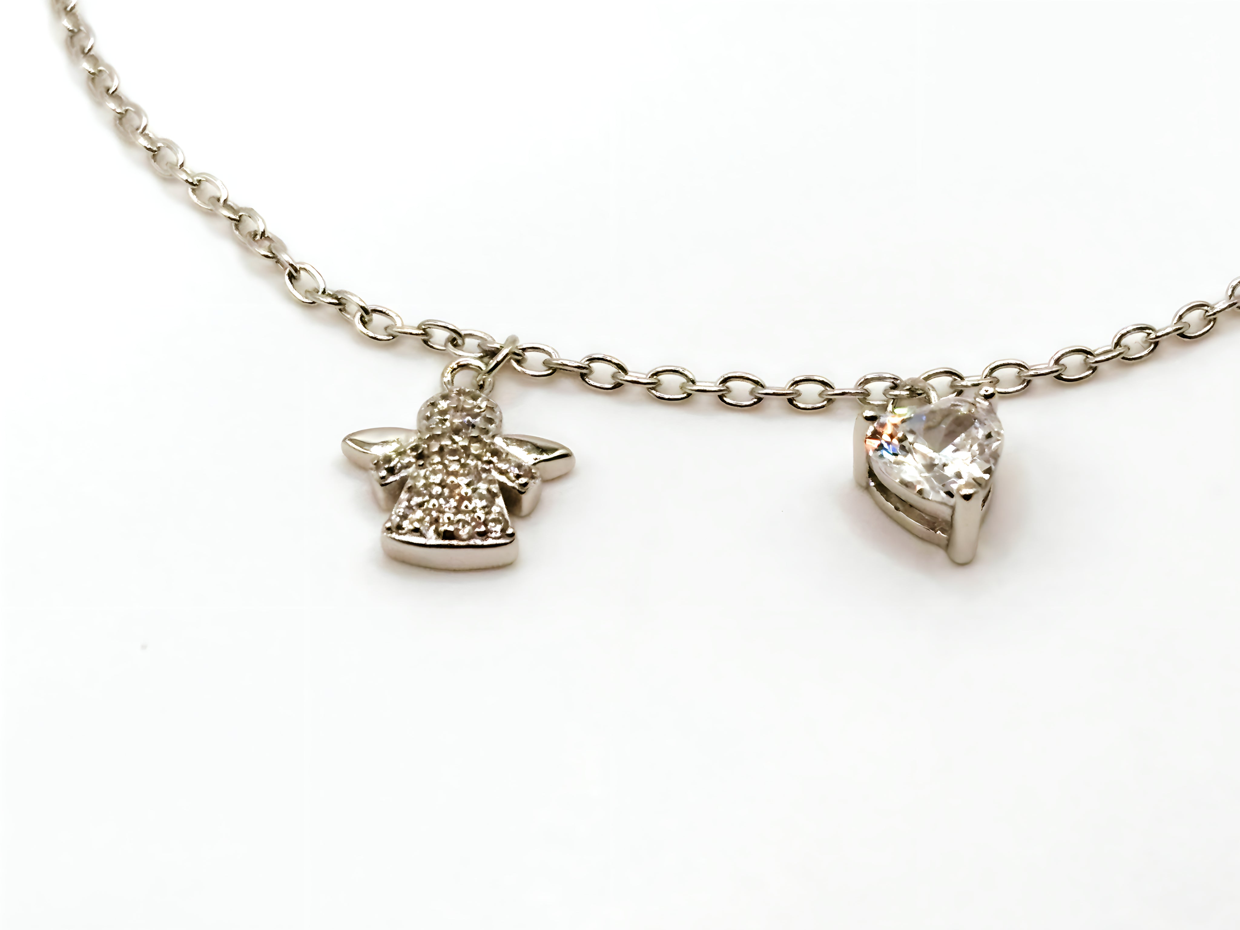 Pulsera con un Ángel de la Guarda y un Corazón de Plata 925